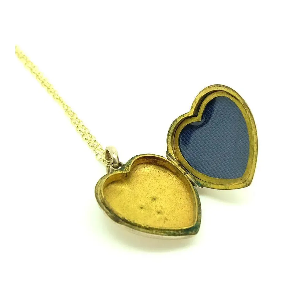 Antique Victorian Rose Cut Diamond Heart Locket Necklace