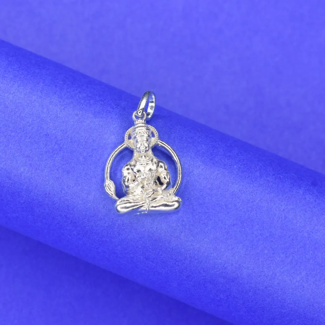 Asp 925 Silver Meditating Hanuman Locket For Men