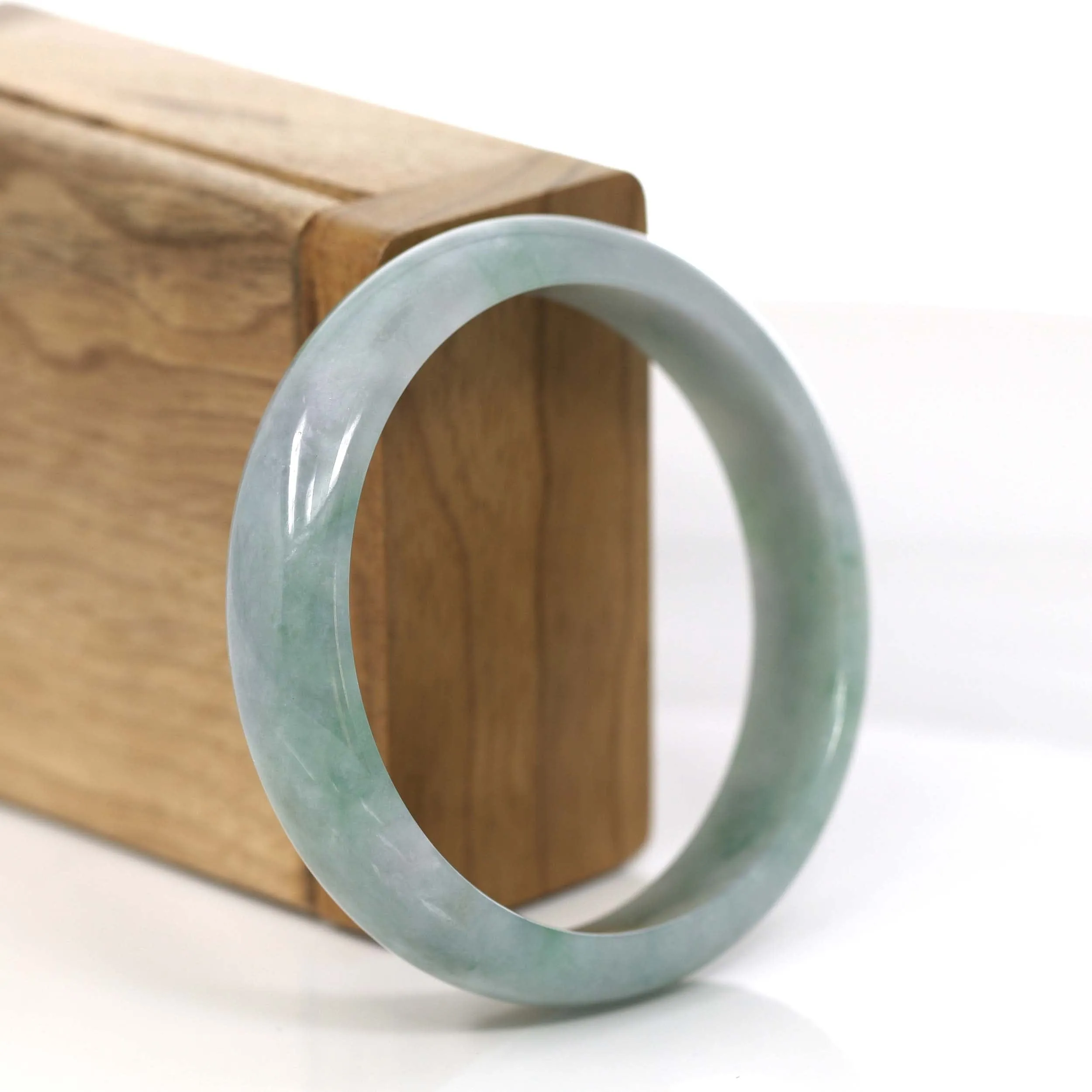 Baikalla Classic Blue- Green Jadeite Jade Bangle Bracelet (56.25 mm) #763