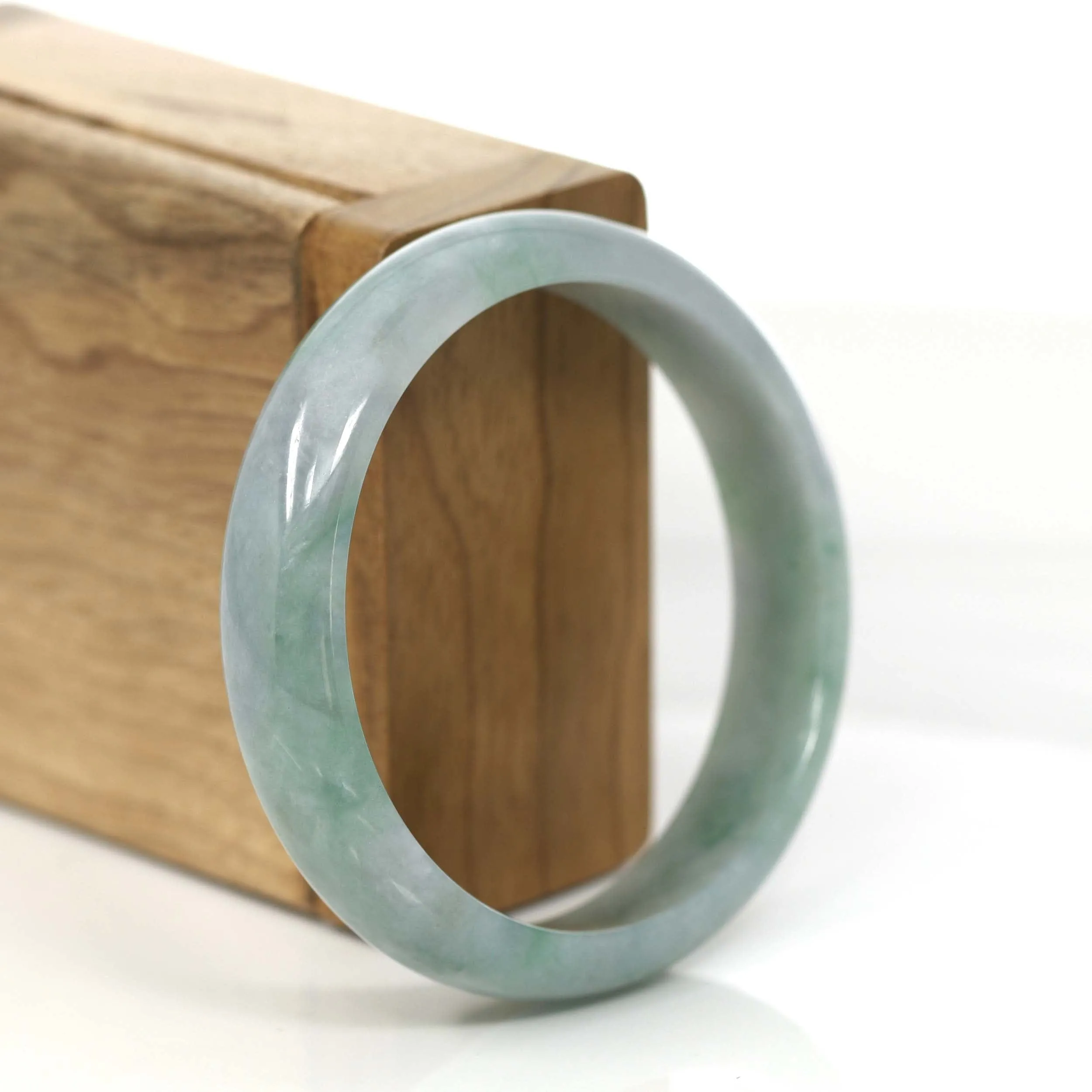 Baikalla Classic Blue- Green Jadeite Jade Bangle Bracelet (56.25 mm) #763