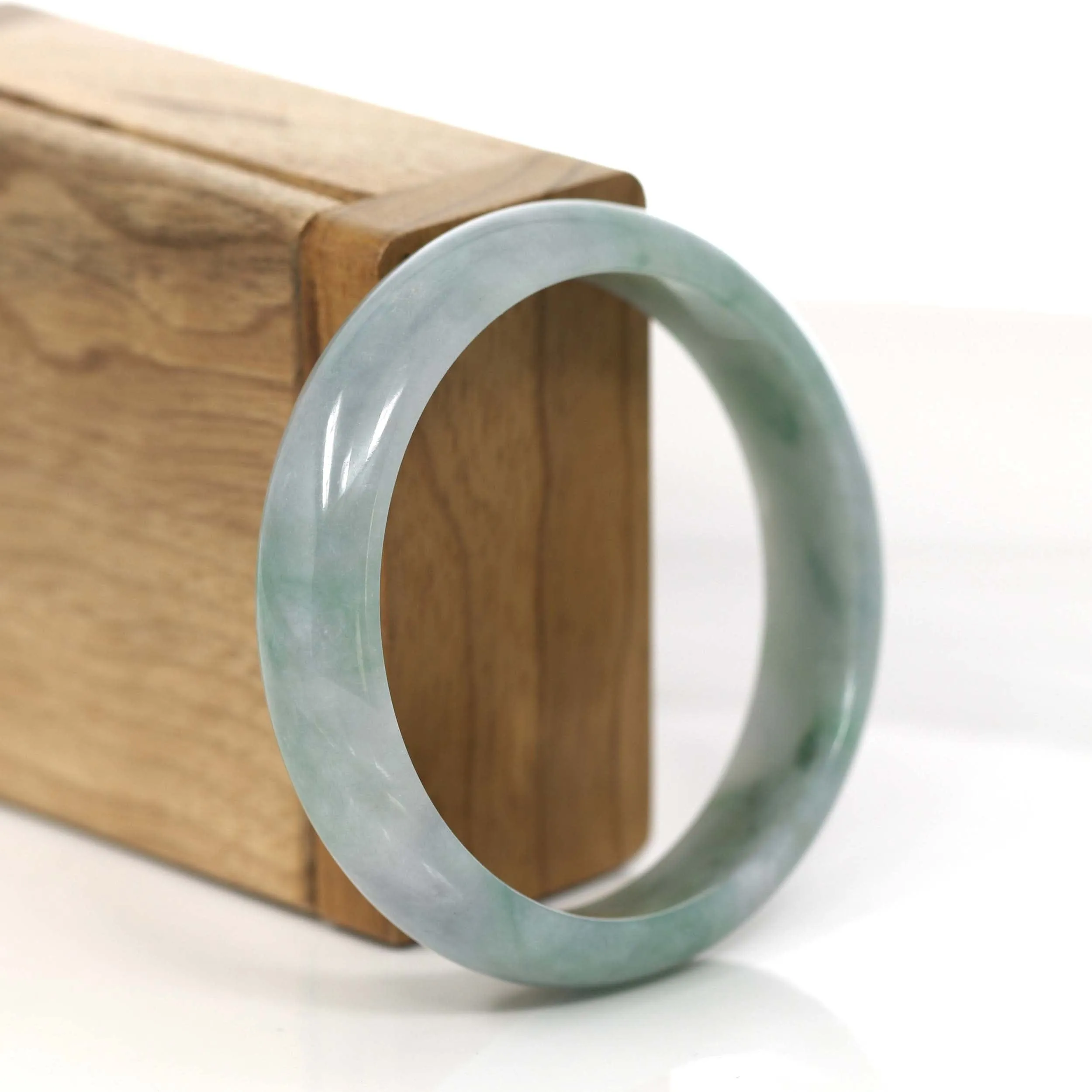 Baikalla Classic Blue- Green Jadeite Jade Bangle Bracelet (56.25 mm) #763