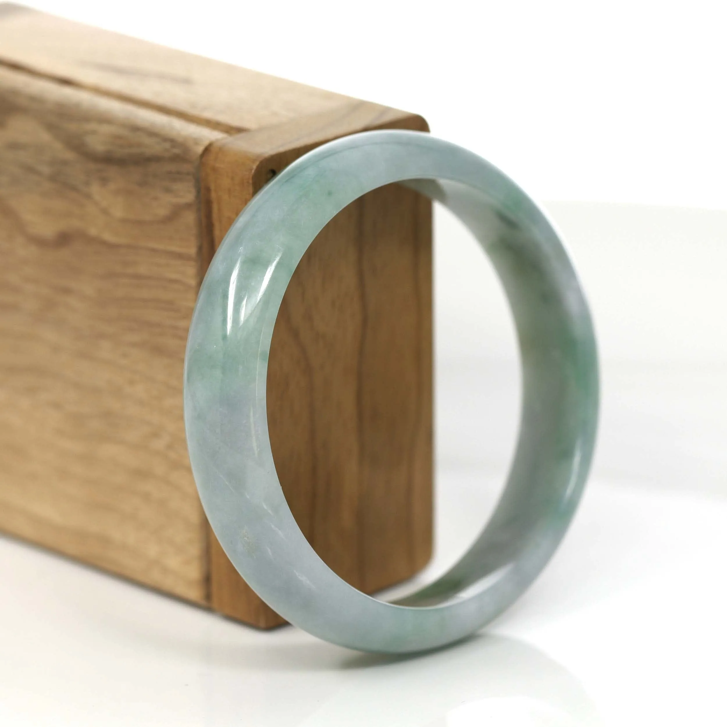 Baikalla Classic Blue- Green Jadeite Jade Bangle Bracelet (56.25 mm) #763