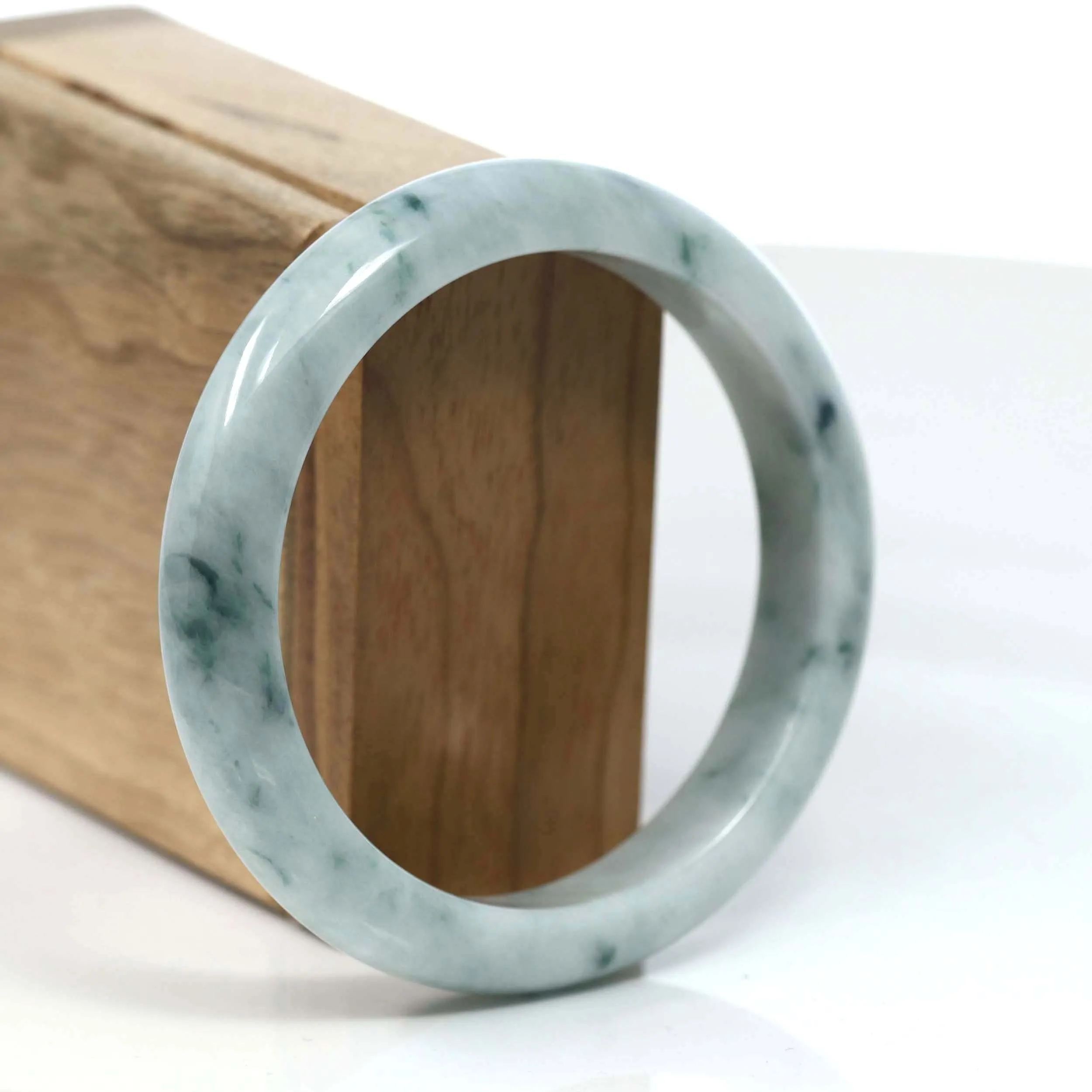 Baikalla Natural Burmese Blue-green Jadeite Jade Bangle Bracelet (59.45mm)#T089