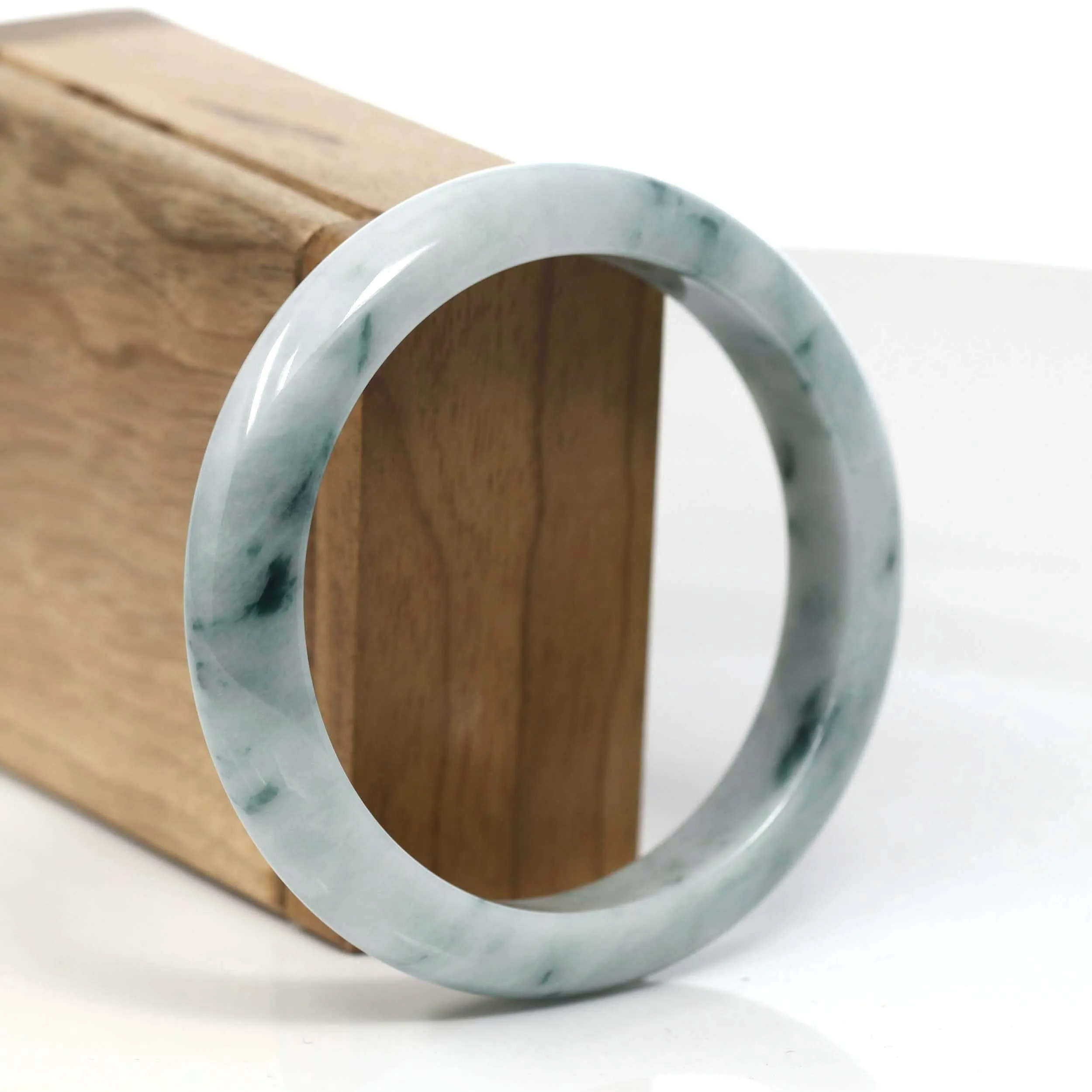 Baikalla Natural Burmese Blue-green Jadeite Jade Bangle Bracelet (59.45mm)#T089