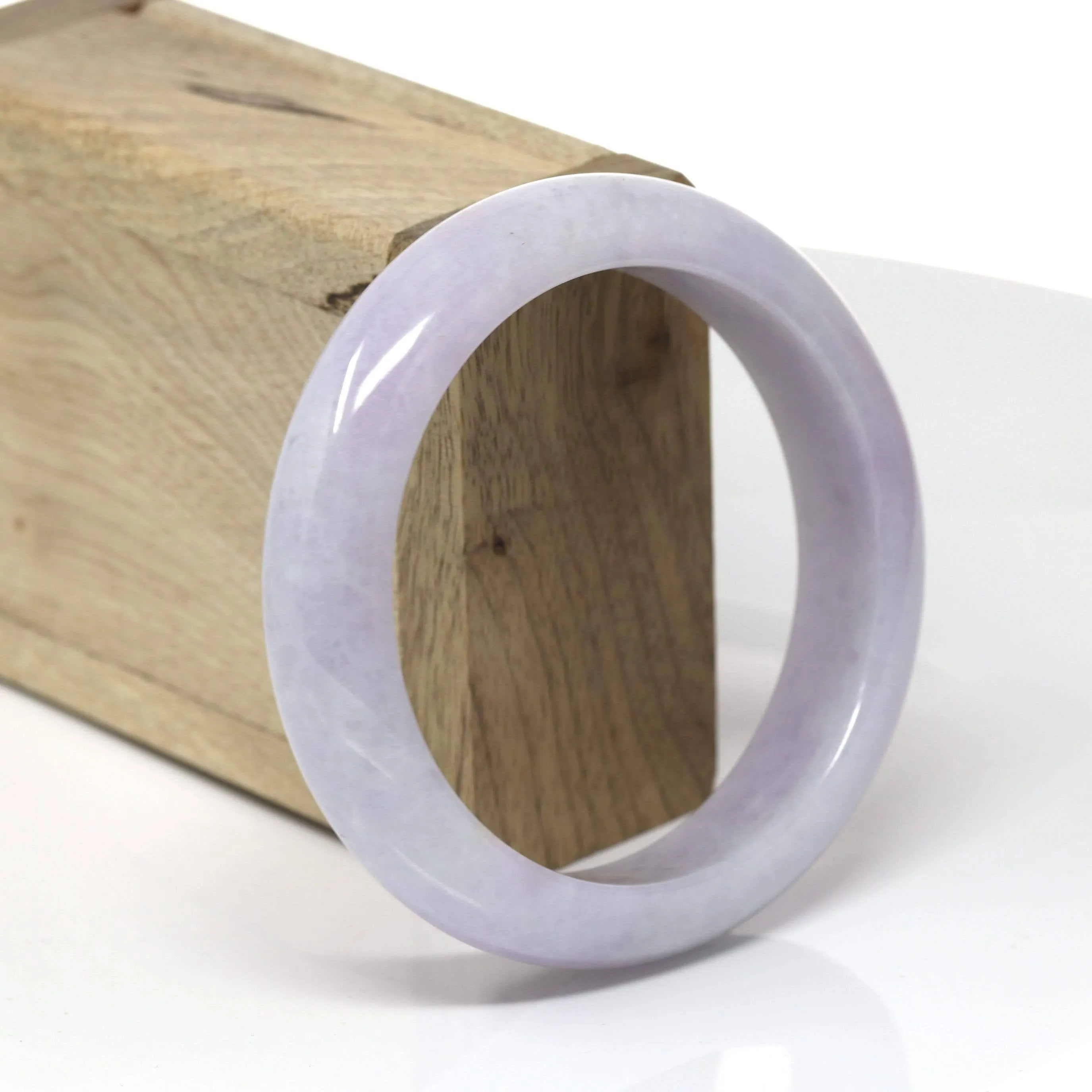 Baikalla™ "Classic Bangle" Genuine Burmese Lavender Jadeite Jade Bangle Bracelet (58.36mm) #522