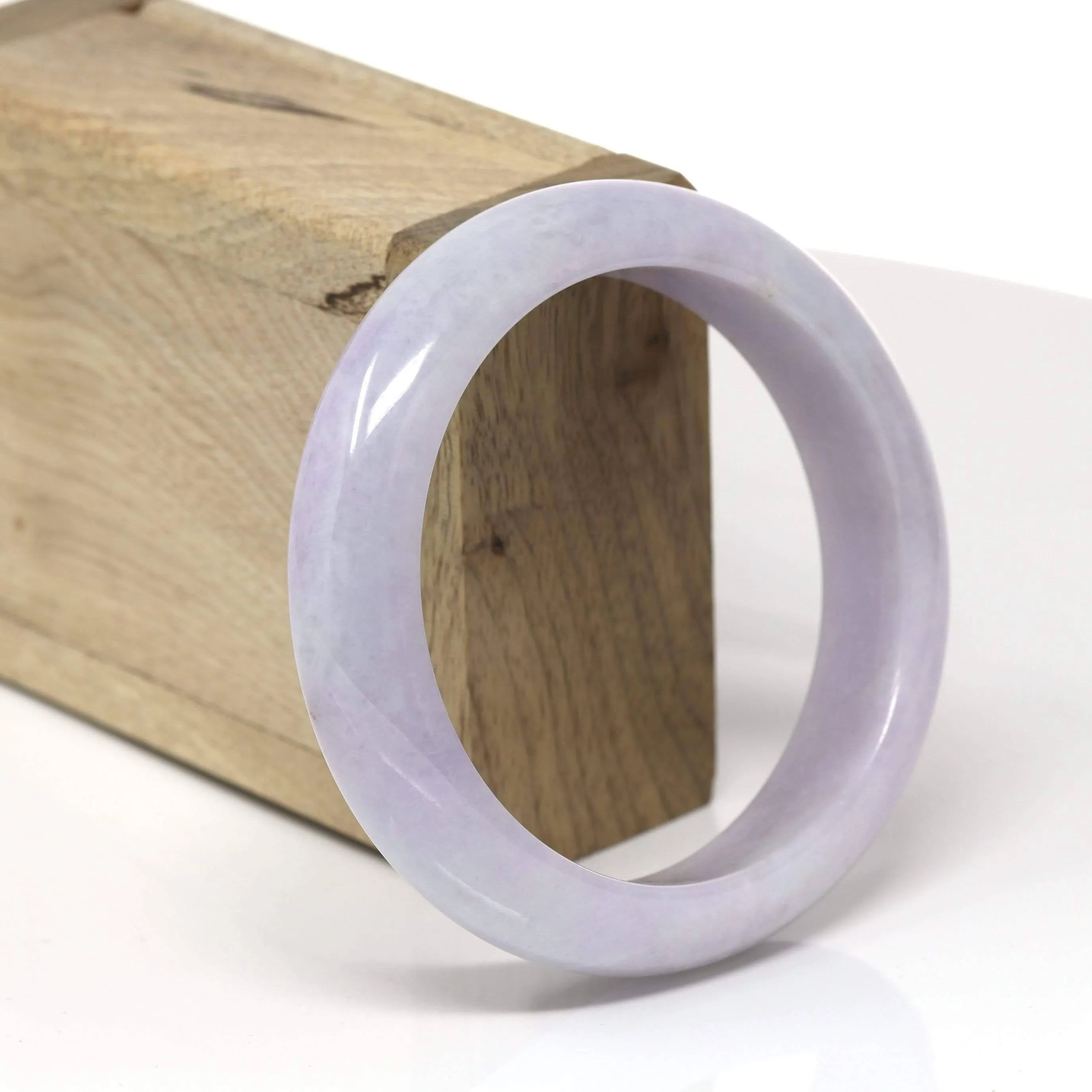 Baikalla™ "Classic Bangle" Genuine Burmese Lavender Jadeite Jade Bangle Bracelet (58.36mm) #522