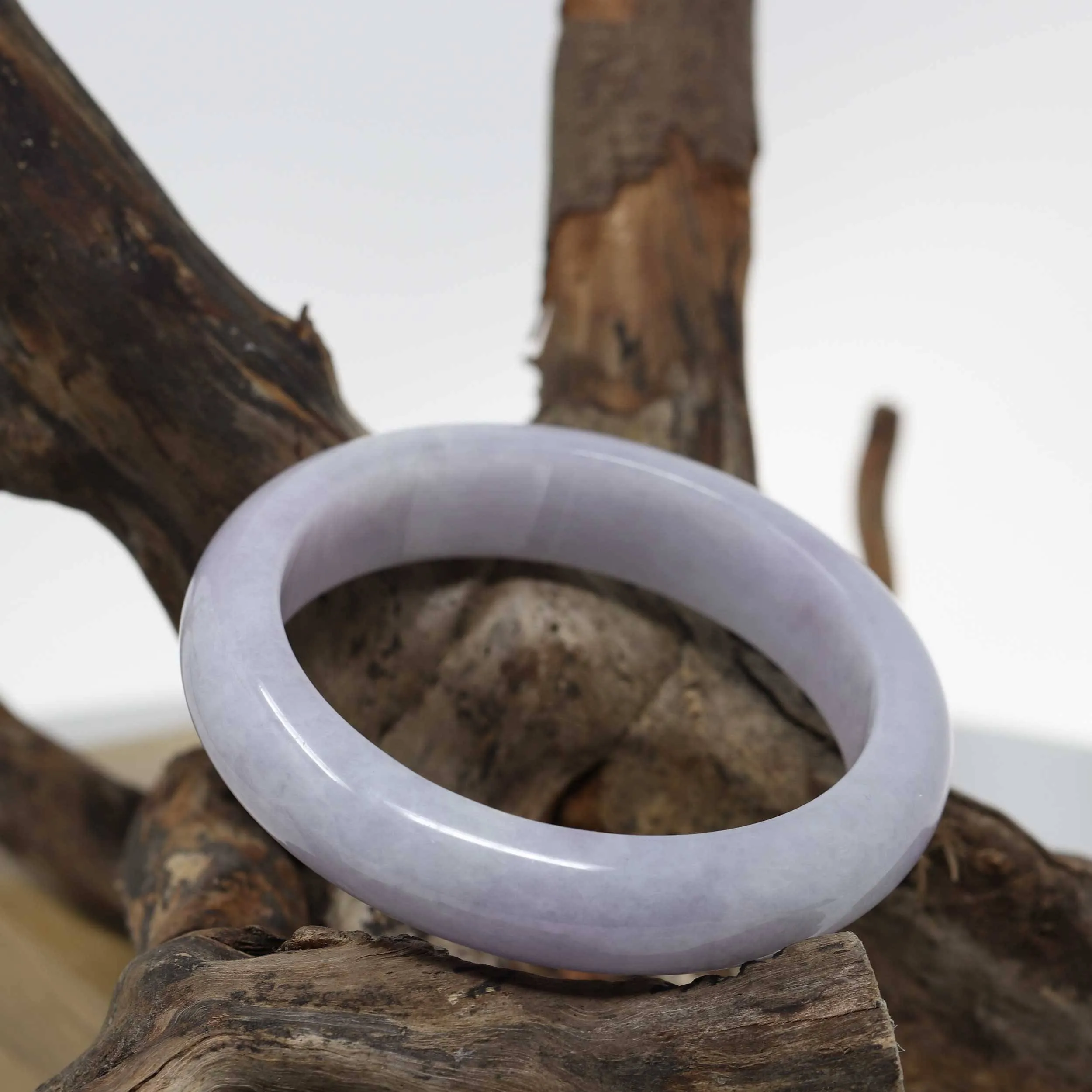 Baikalla™ "Classic Bangle" Genuine Burmese Lavender Jadeite Jade Bangle Bracelet (58.36mm) #522