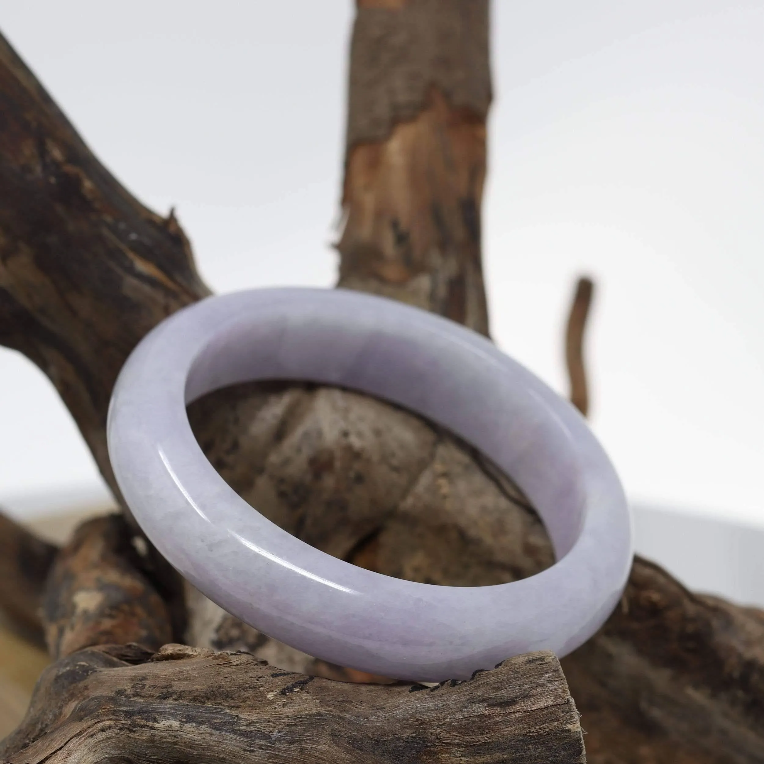 Baikalla™ "Classic Bangle" Genuine Burmese Lavender Jadeite Jade Bangle Bracelet (58.36mm) #522