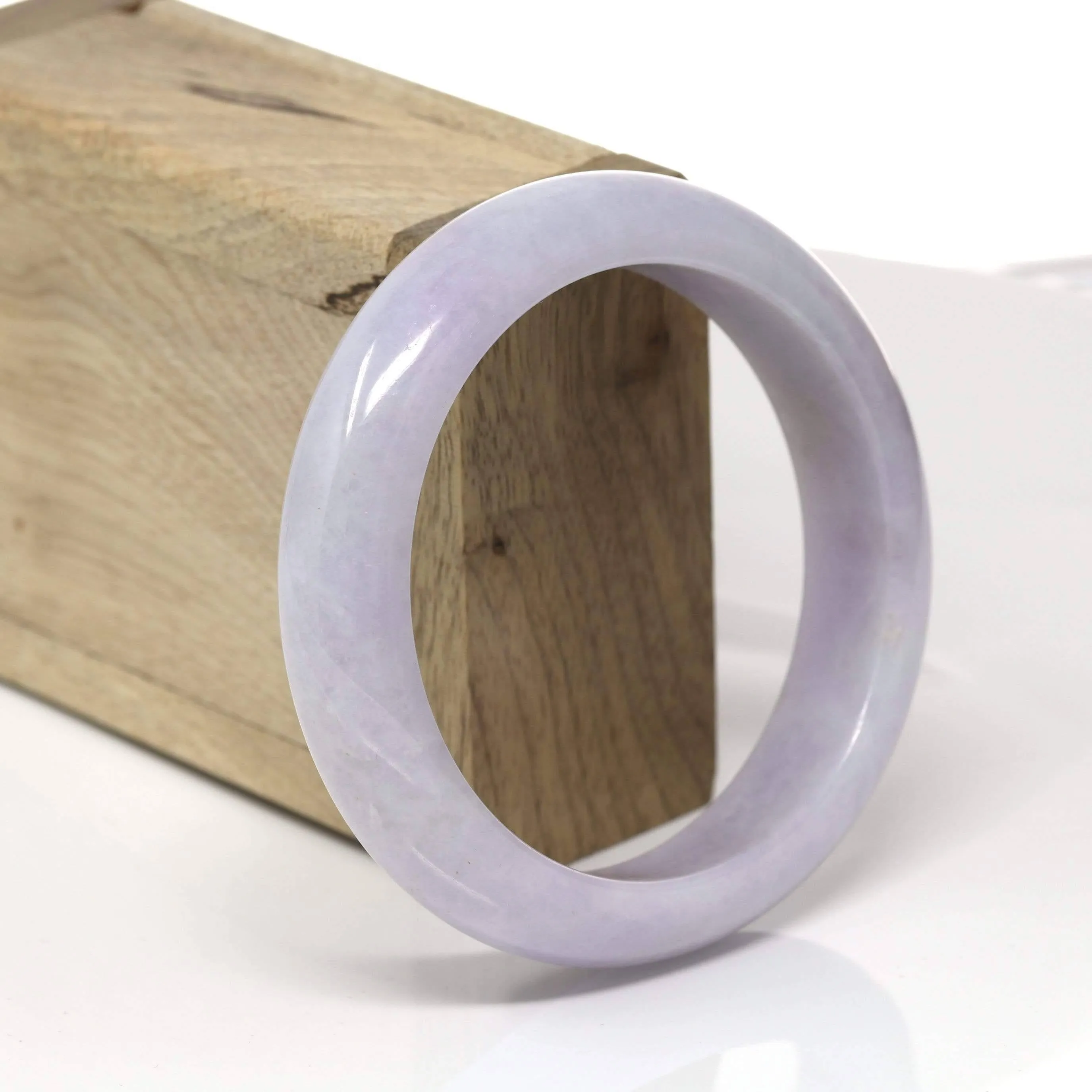 Baikalla™ "Classic Bangle" Genuine Burmese Lavender Jadeite Jade Bangle Bracelet (58.36mm) #522