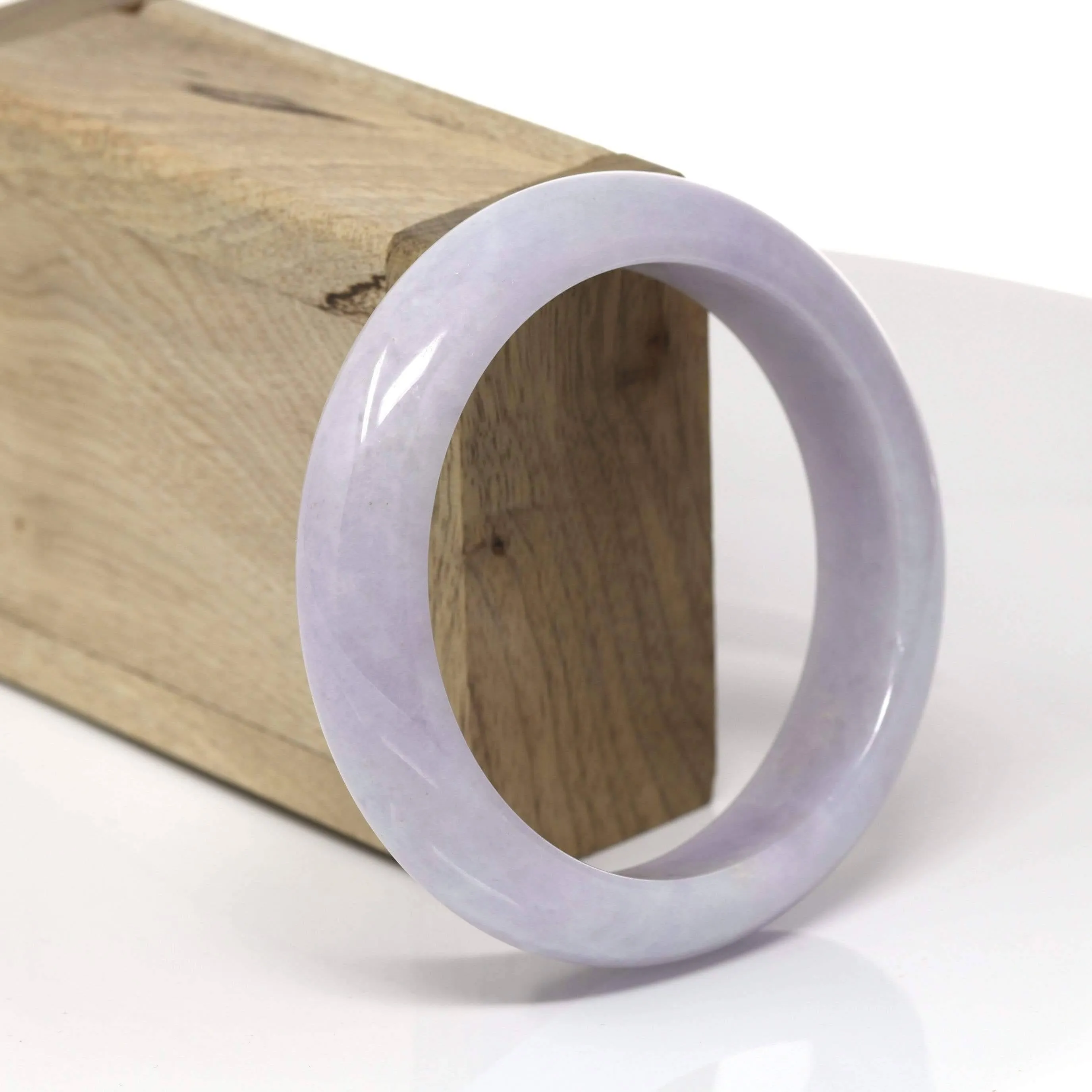 Baikalla™ "Classic Bangle" Genuine Burmese Lavender Jadeite Jade Bangle Bracelet (58.36mm) #522