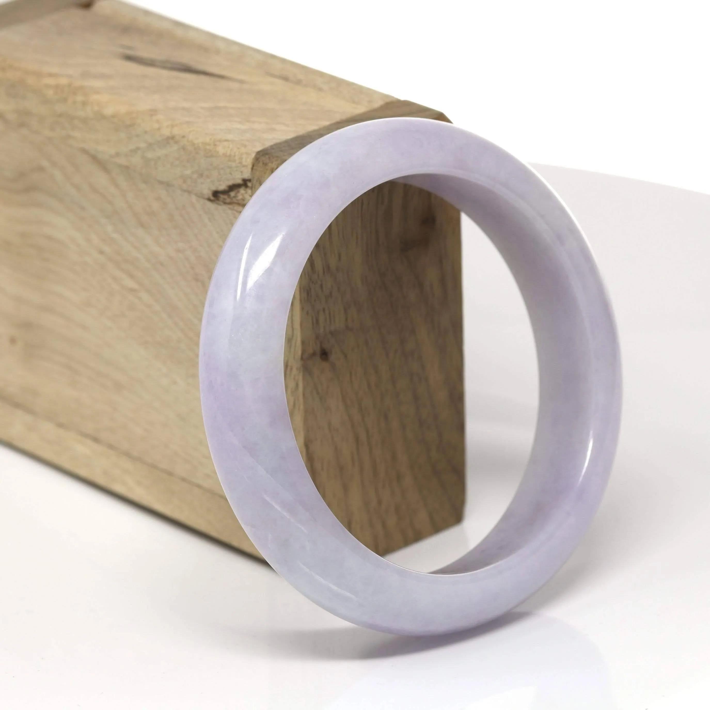Baikalla™ "Classic Bangle" Genuine Burmese Lavender Jadeite Jade Bangle Bracelet (58.36mm) #522