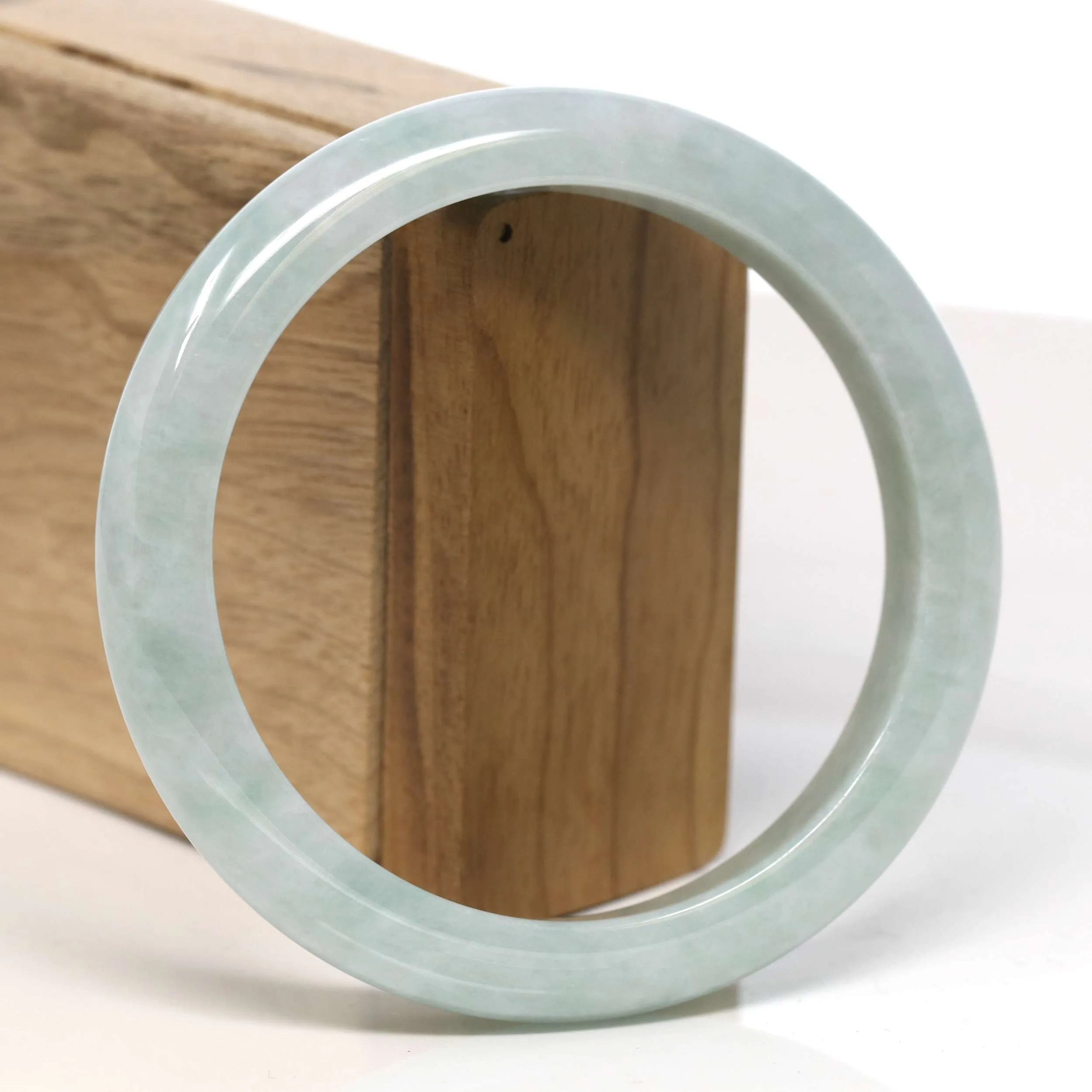 Baikalla "Half Round" Light Green Jadeite Jade Bangle Bracelet (62.34 mm) #T330