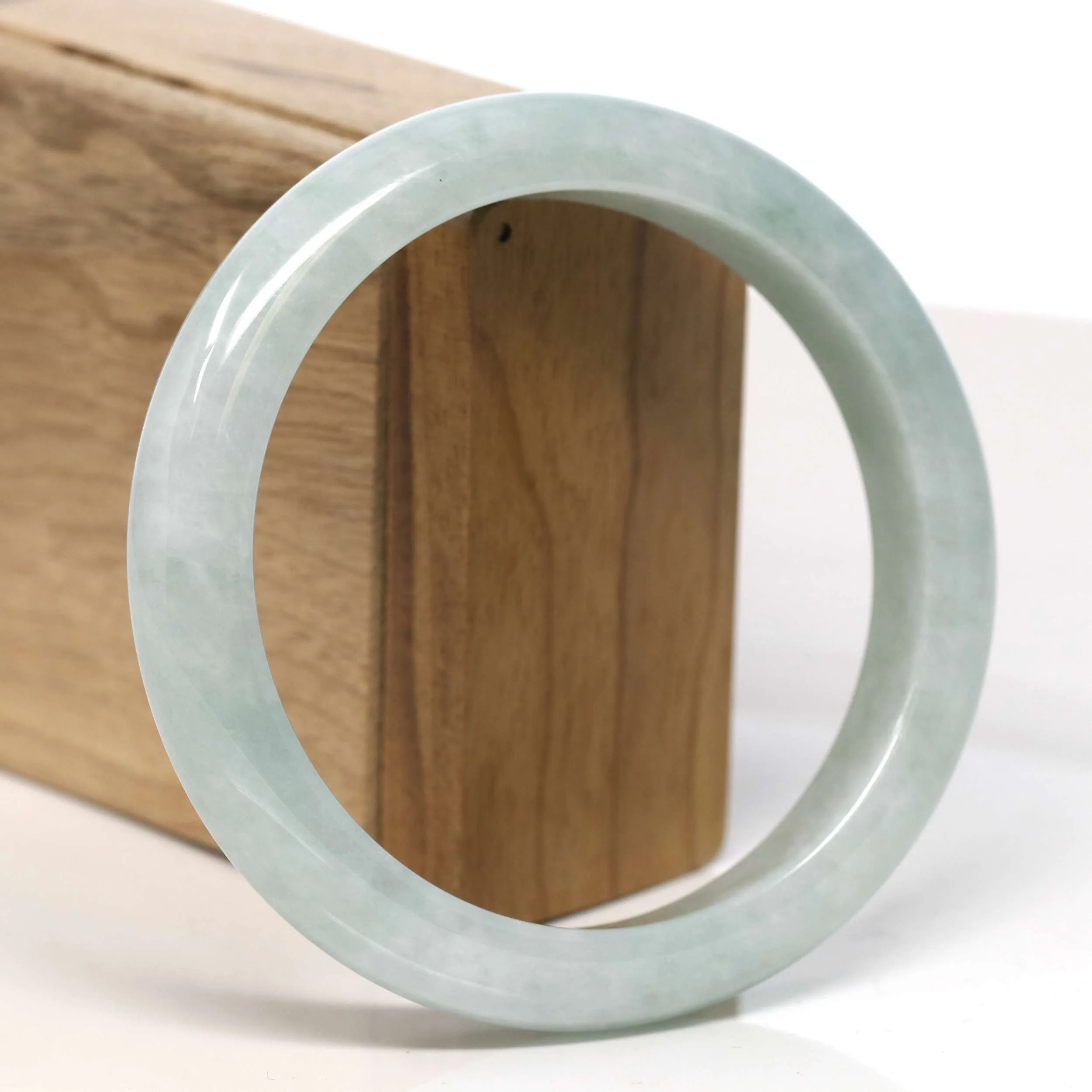 Baikalla "Half Round" Light Green Jadeite Jade Bangle Bracelet (62.34 mm) #T330