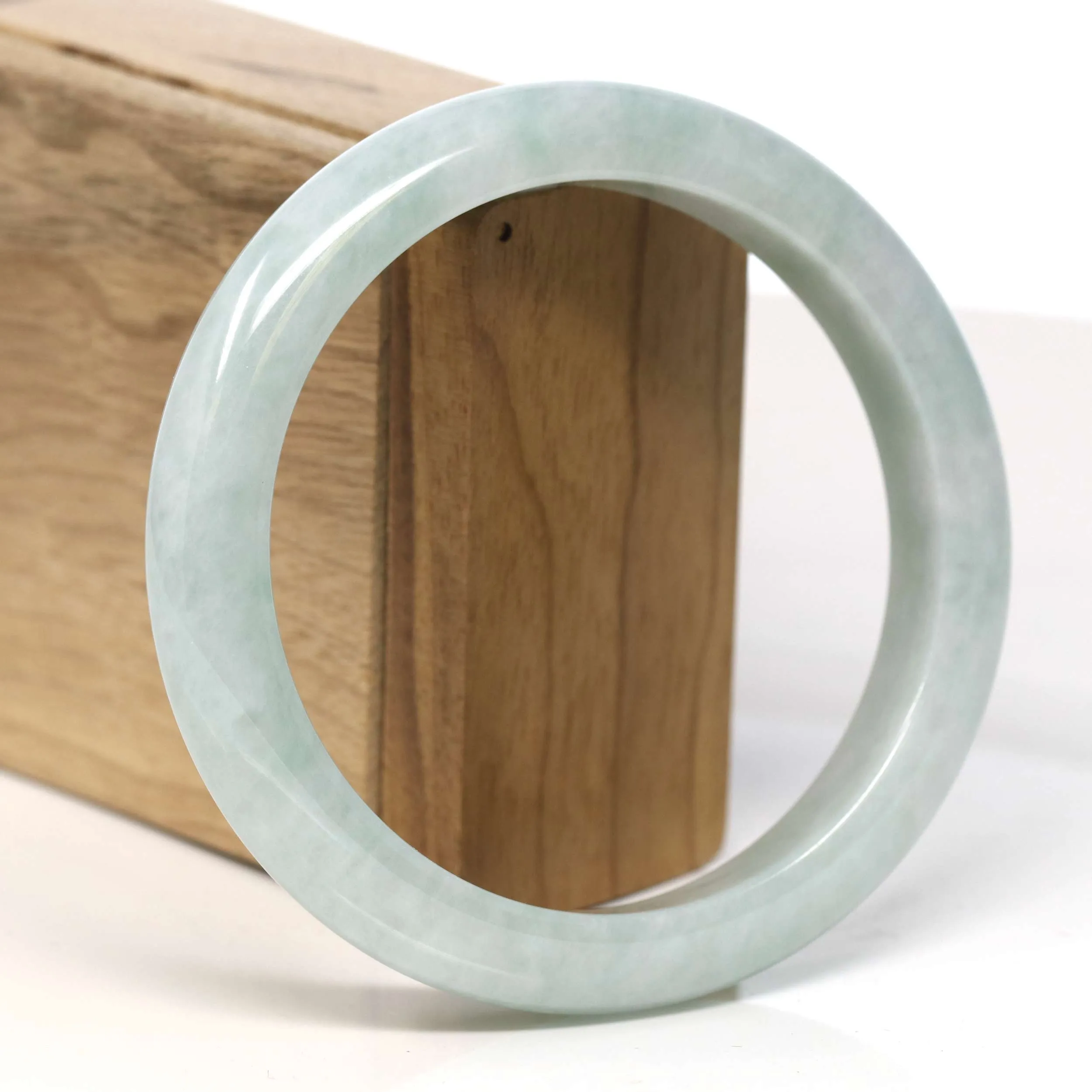 Baikalla "Half Round" Light Green Jadeite Jade Bangle Bracelet (62.34 mm) #T330