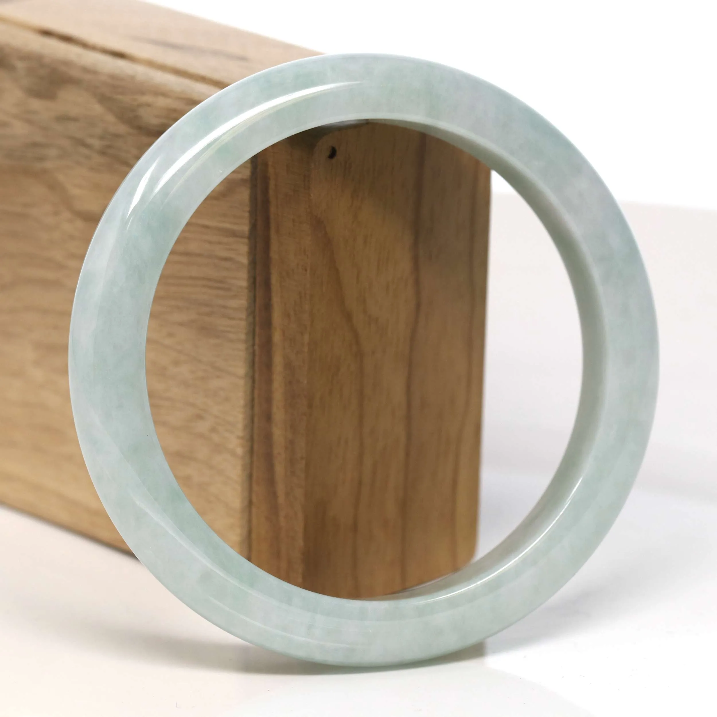 Baikalla "Half Round" Light Green Jadeite Jade Bangle Bracelet (62.34 mm) #T330