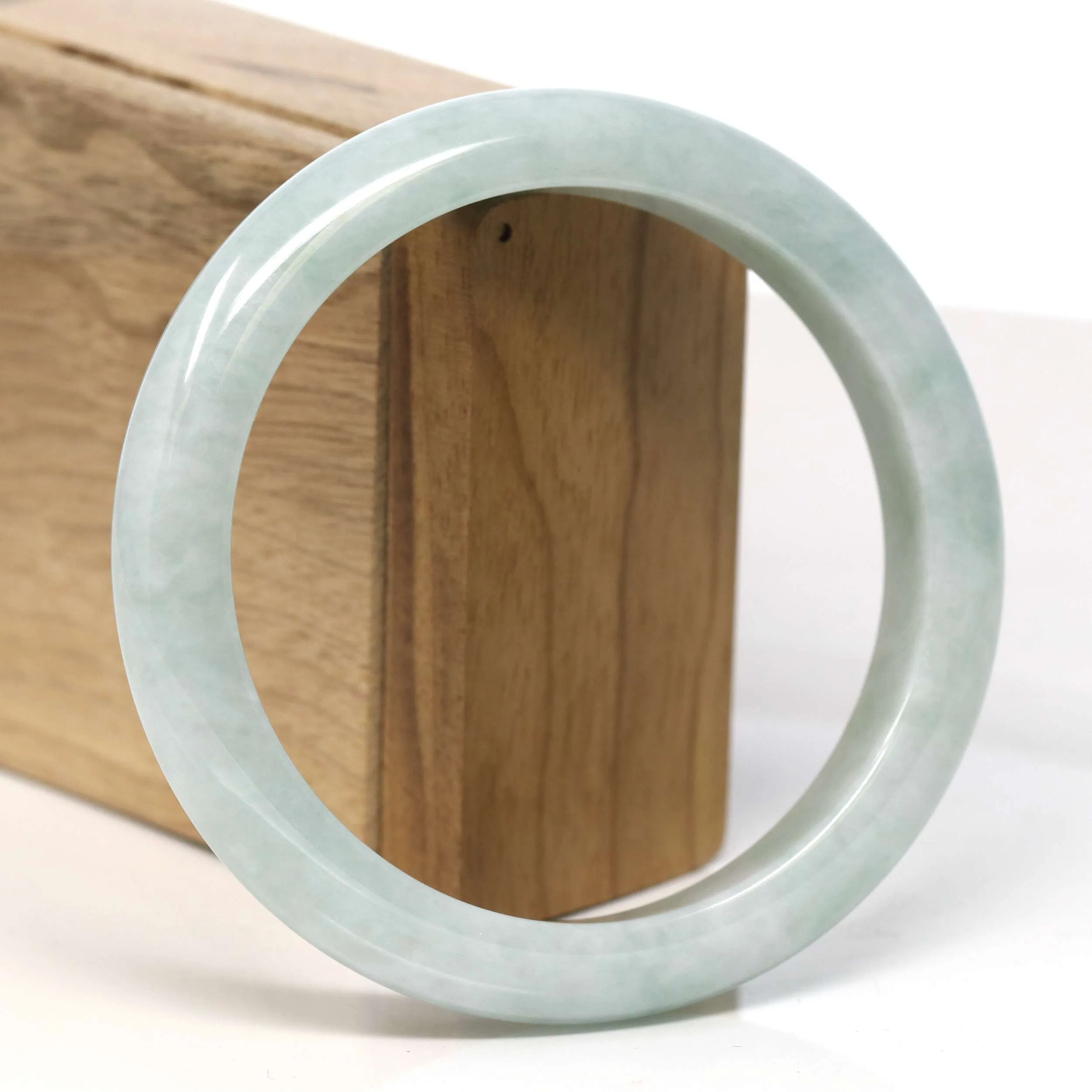 Baikalla "Half Round" Light Green Jadeite Jade Bangle Bracelet (62.34 mm) #T330
