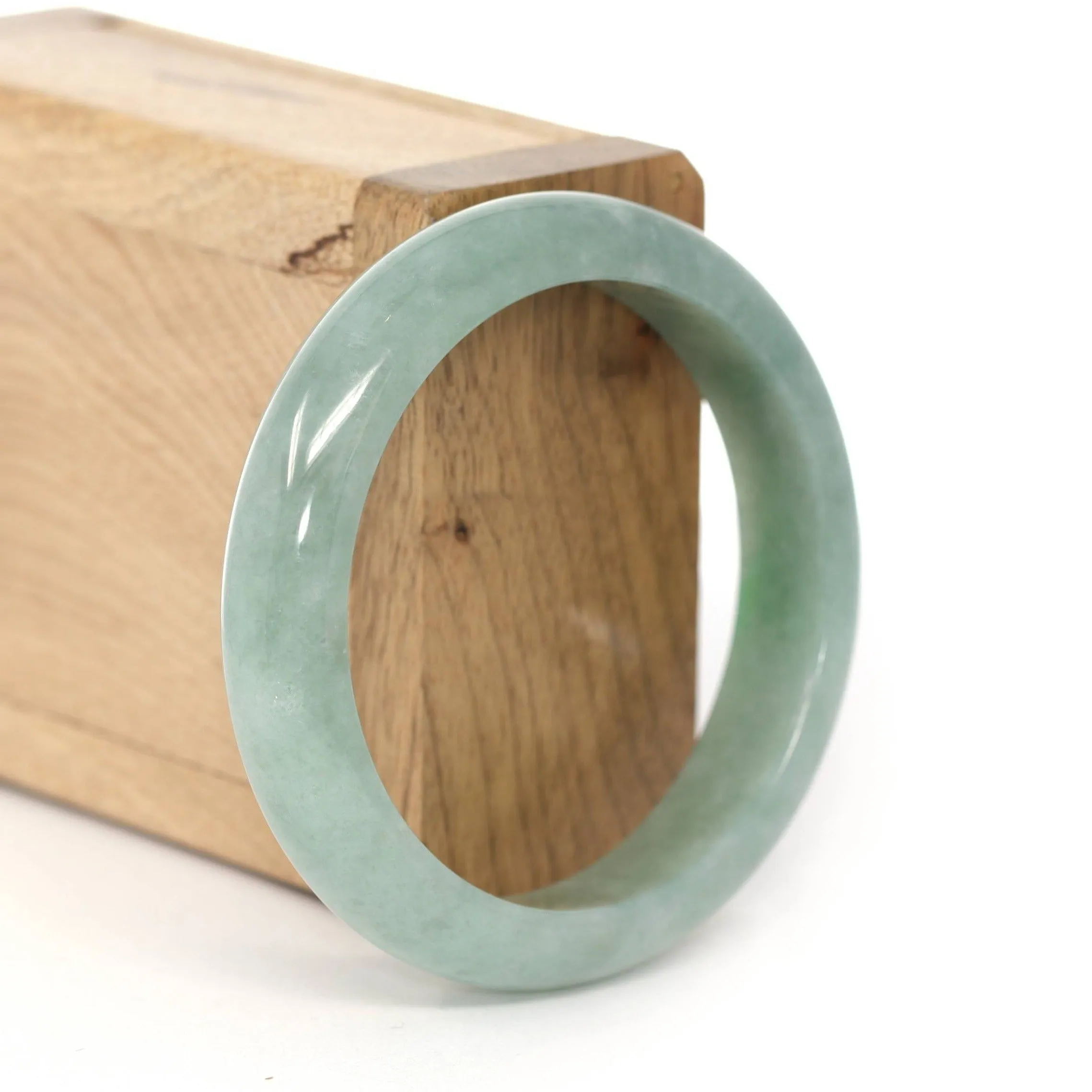Baikalla "Princess Half Round" Deep Green Natural Burmese Jadeite Jade Bangle ( 55.08 mm ) #259