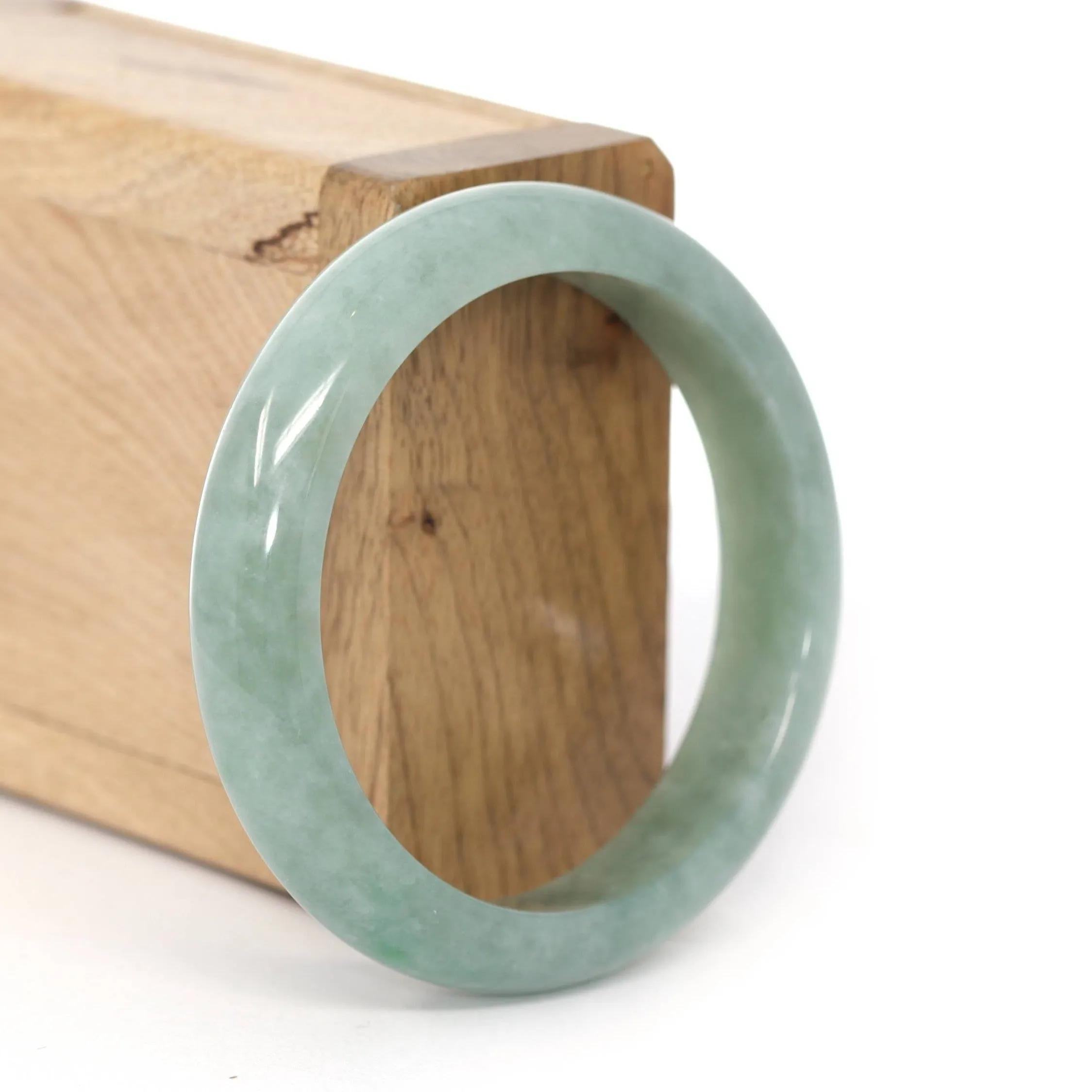 Baikalla "Princess Half Round" Deep Green Natural Burmese Jadeite Jade Bangle ( 55.08 mm ) #259