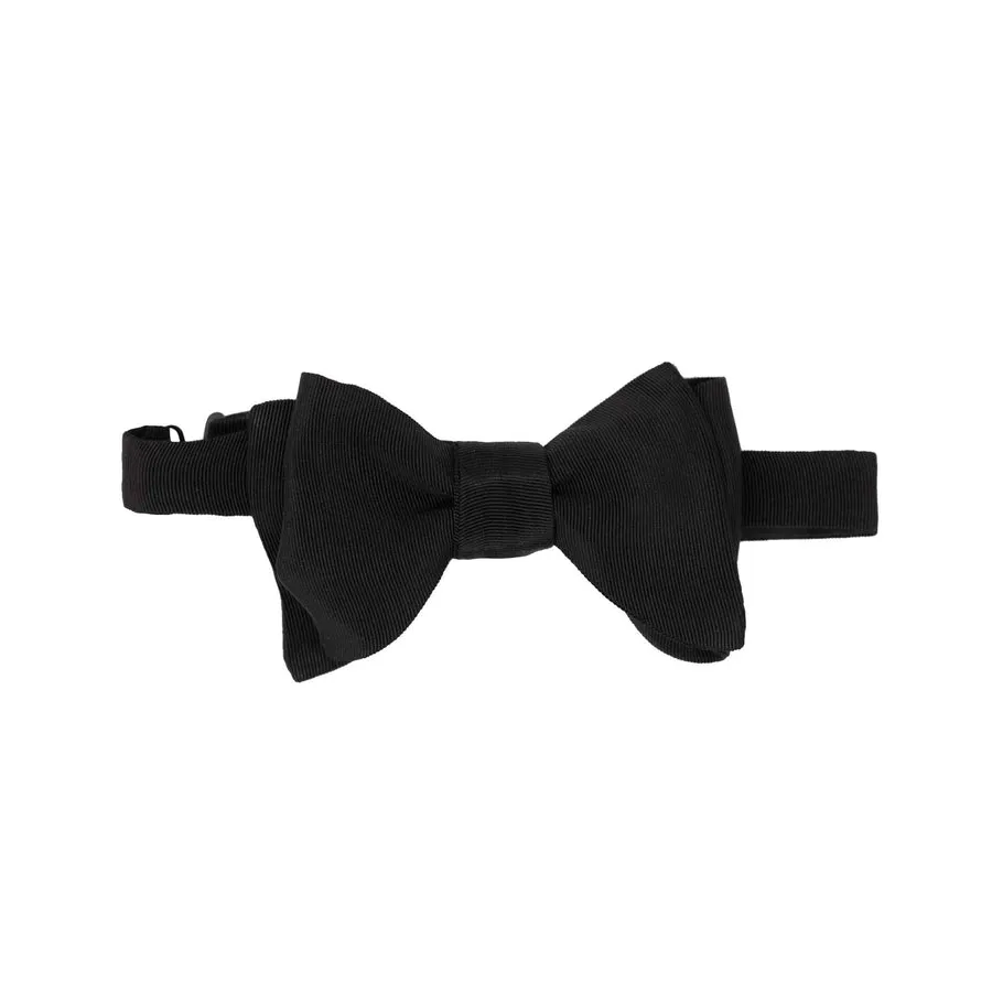 BLACK GROSGRAIN SELF-TIE SILK BUTTERFLY BOW TIE