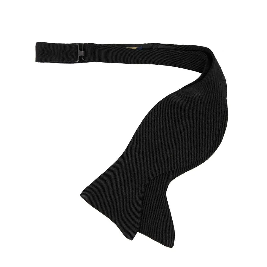 BLACK GROSGRAIN SELF-TIE SILK BUTTERFLY BOW TIE
