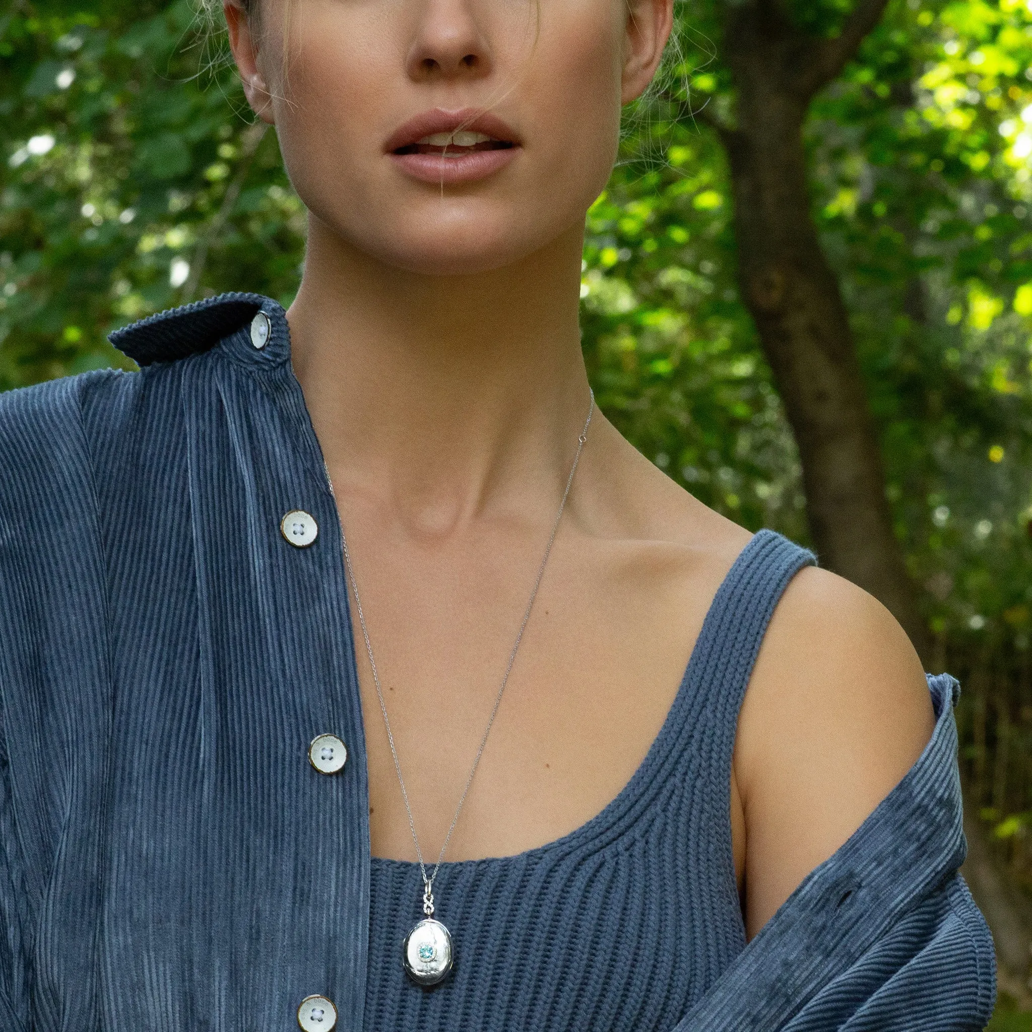Blue Topaz Infinity Locket Necklace
