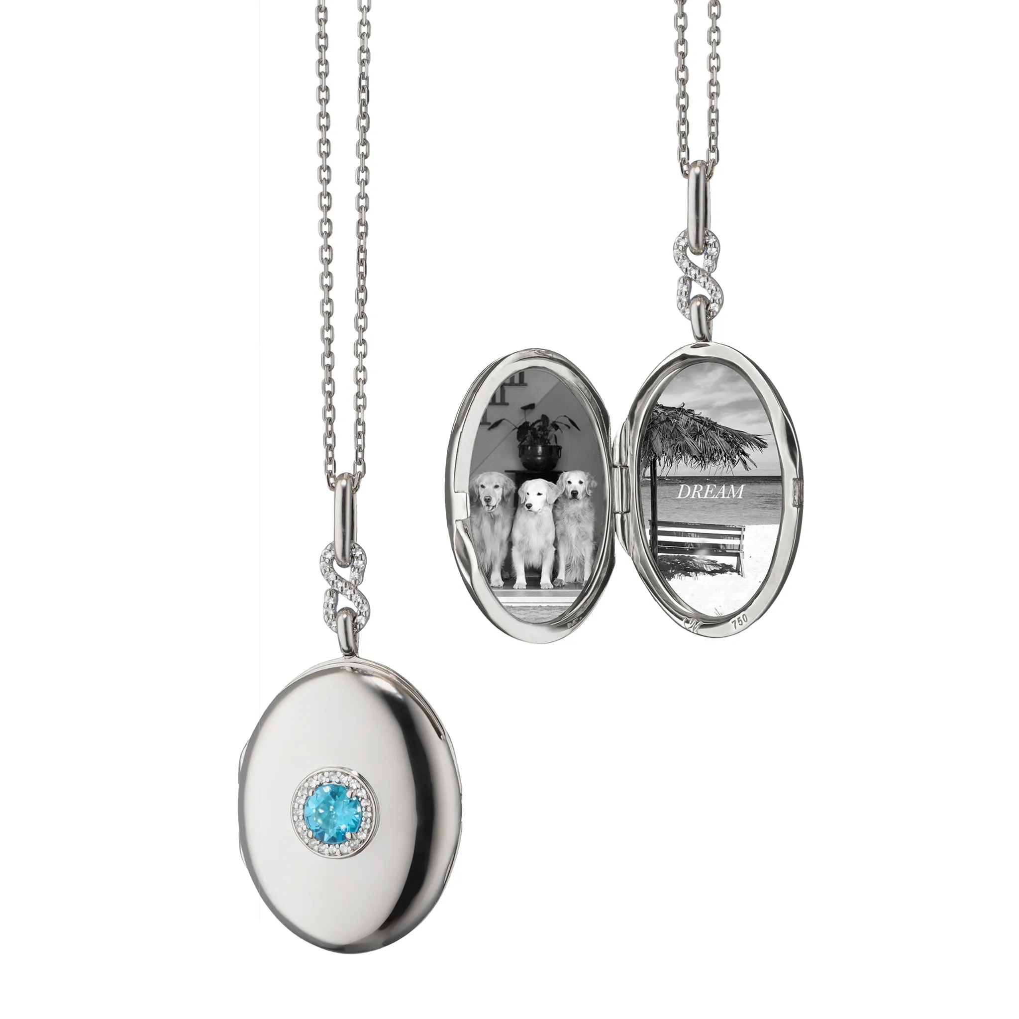 Blue Topaz Infinity Locket Necklace