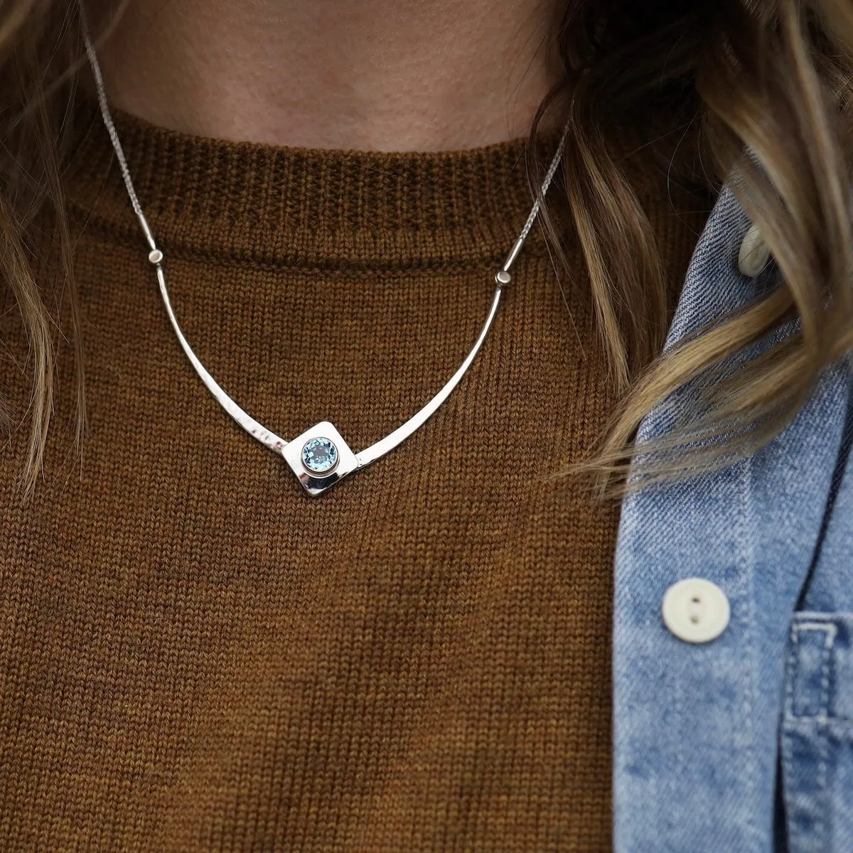 Blue Topaz Riviting Gem Necklace