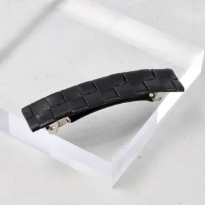 Braided Black Leather Hair Barrette