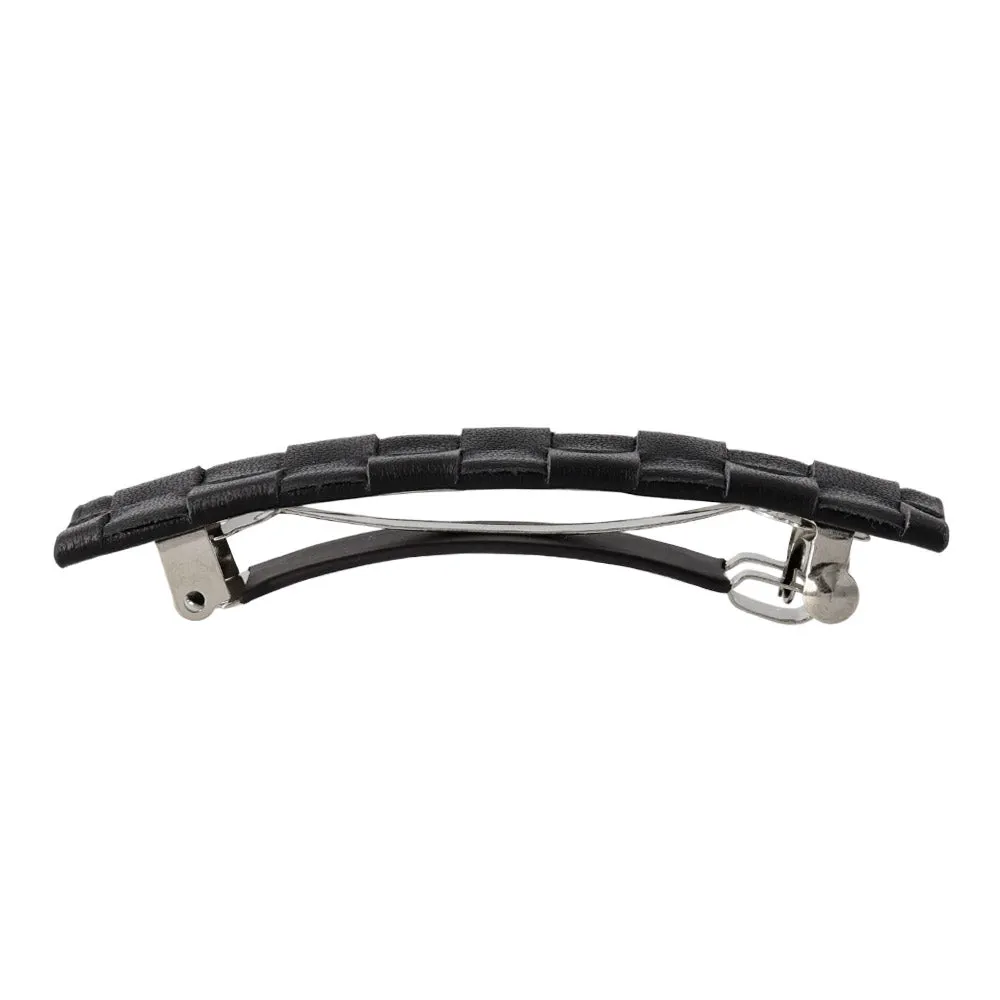 Braided Black Leather Hair Barrette