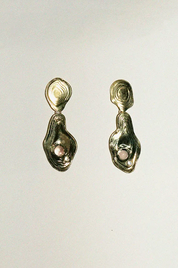 Brass Lava Drop Earrings