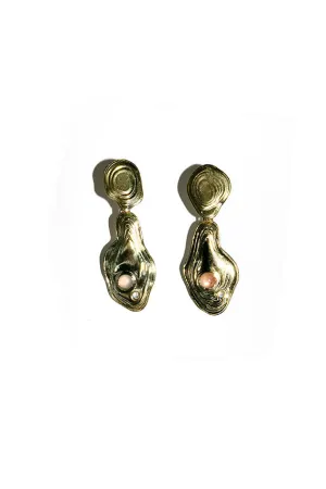 Brass Lava Drop Earrings