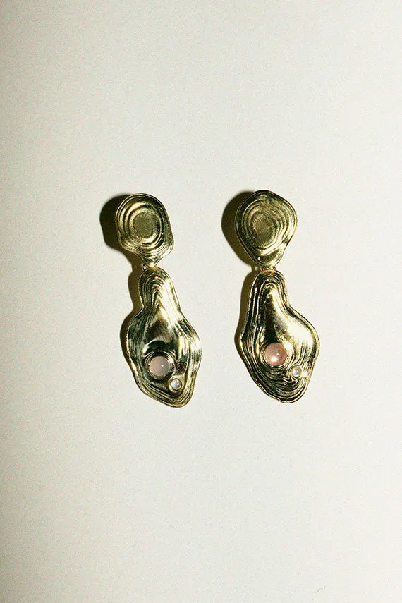Brass Lava Drop Earrings