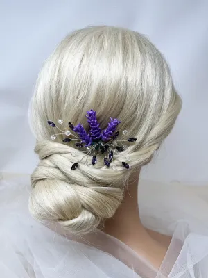 Bridal Hair Comb - Bridesmaids - Purple Scottish Heather - Gift - Bride