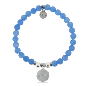 Cat Mom Charm with Azure Blue Jade Charity Bracelet