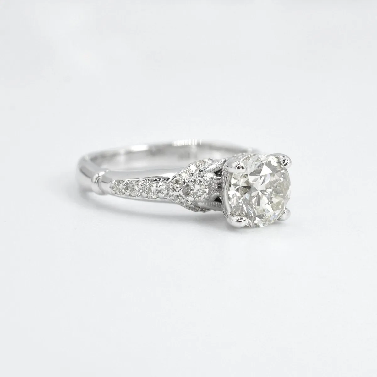 Certified 1.80CT Round Cut Diamond Engagement Ring in 18KT White Gold