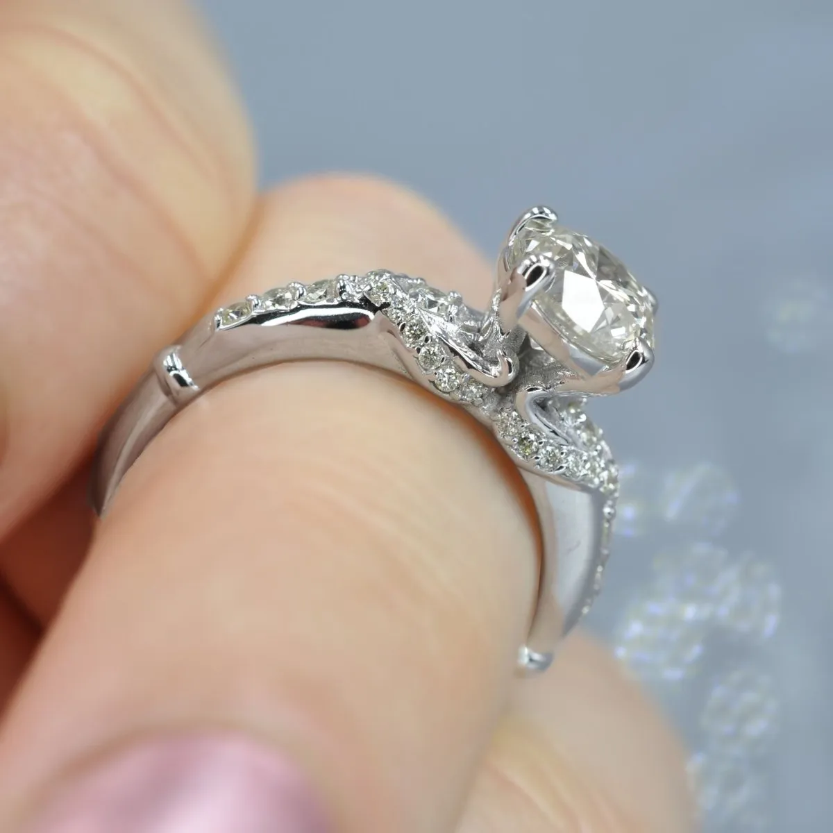 Certified 1.80CT Round Cut Diamond Engagement Ring in 18KT White Gold