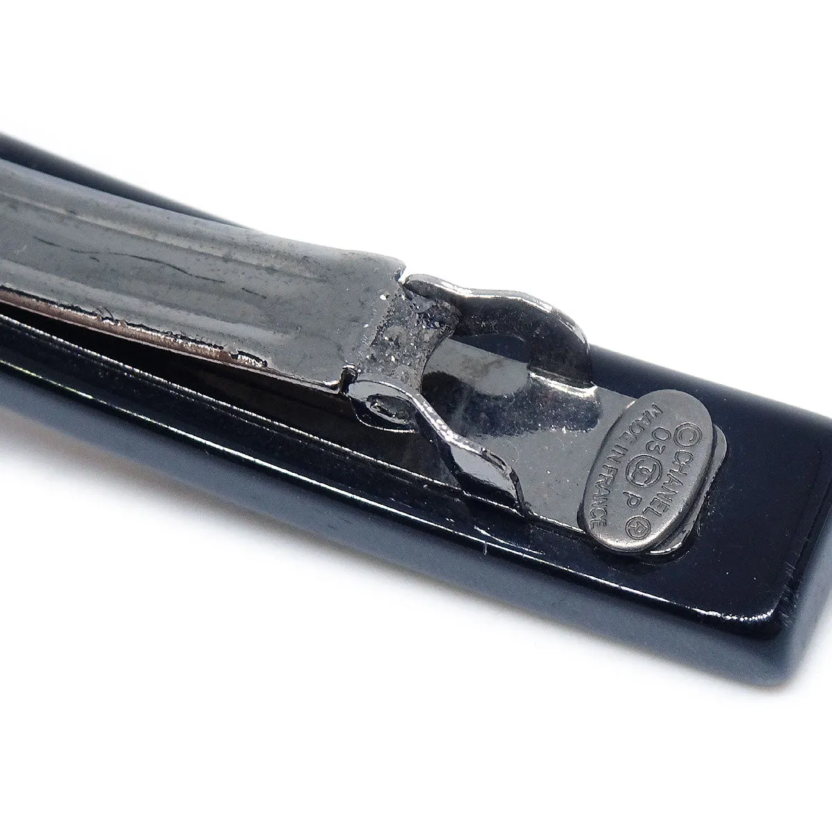 CHANEL 2003 Hair Clip Barrette Black 56343
