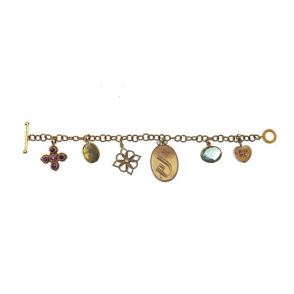 Charm Bracelet Amethyst Bronze