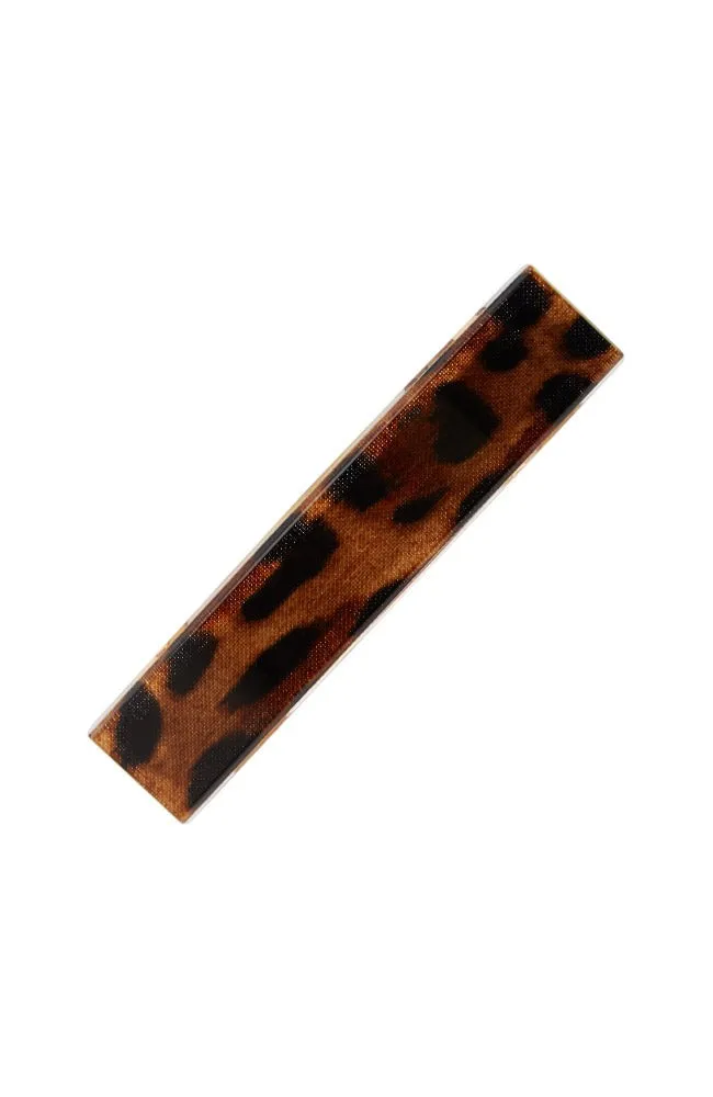 Classic Rectangle Barrette - Luxe Leopard