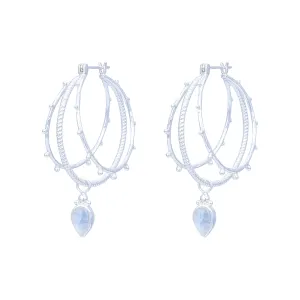 Cleopatra Sterling Silver Rainbow Moonstone Earrings