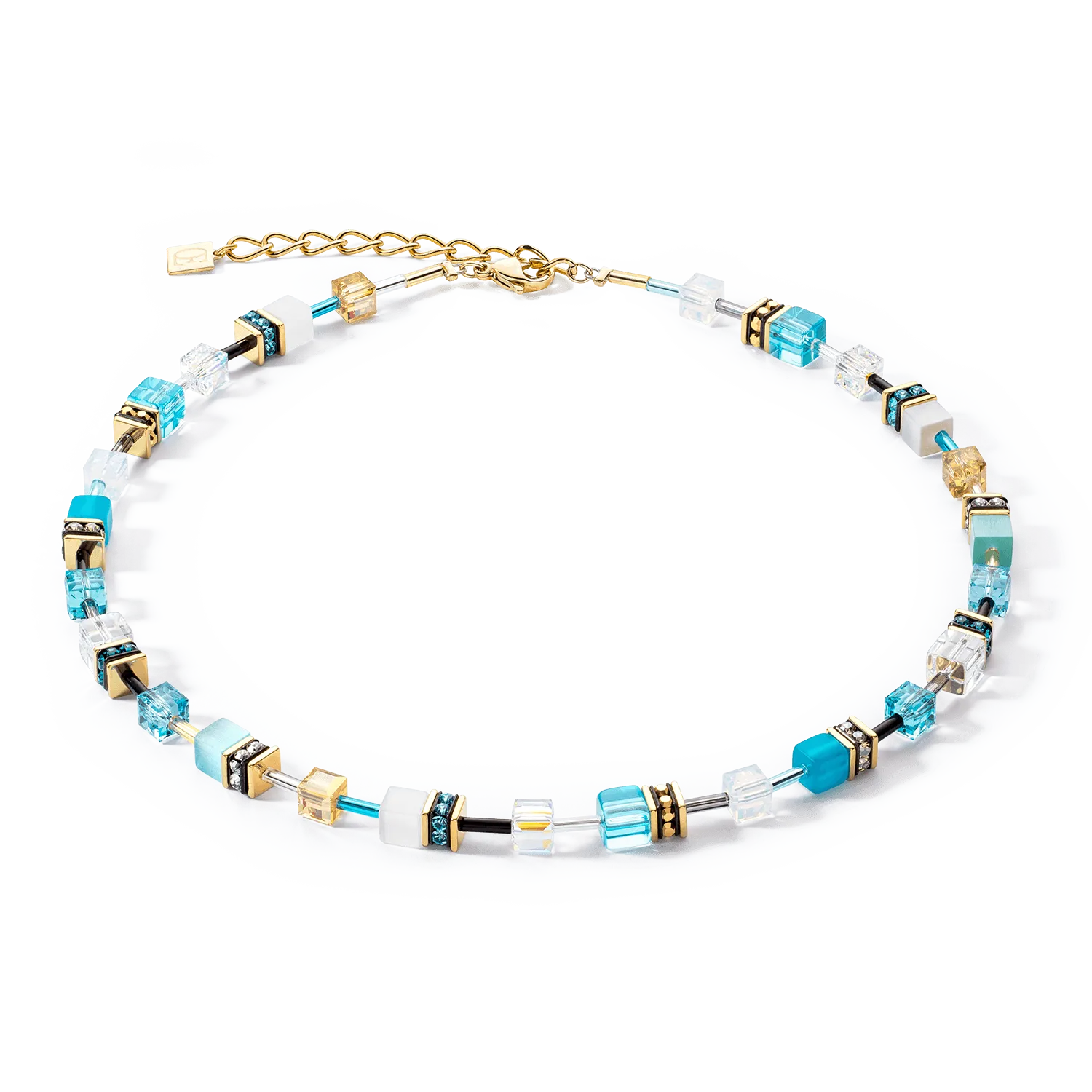 Coeur De Lion GeoCUBE® Iconic Gold and Turquoise Necklace
