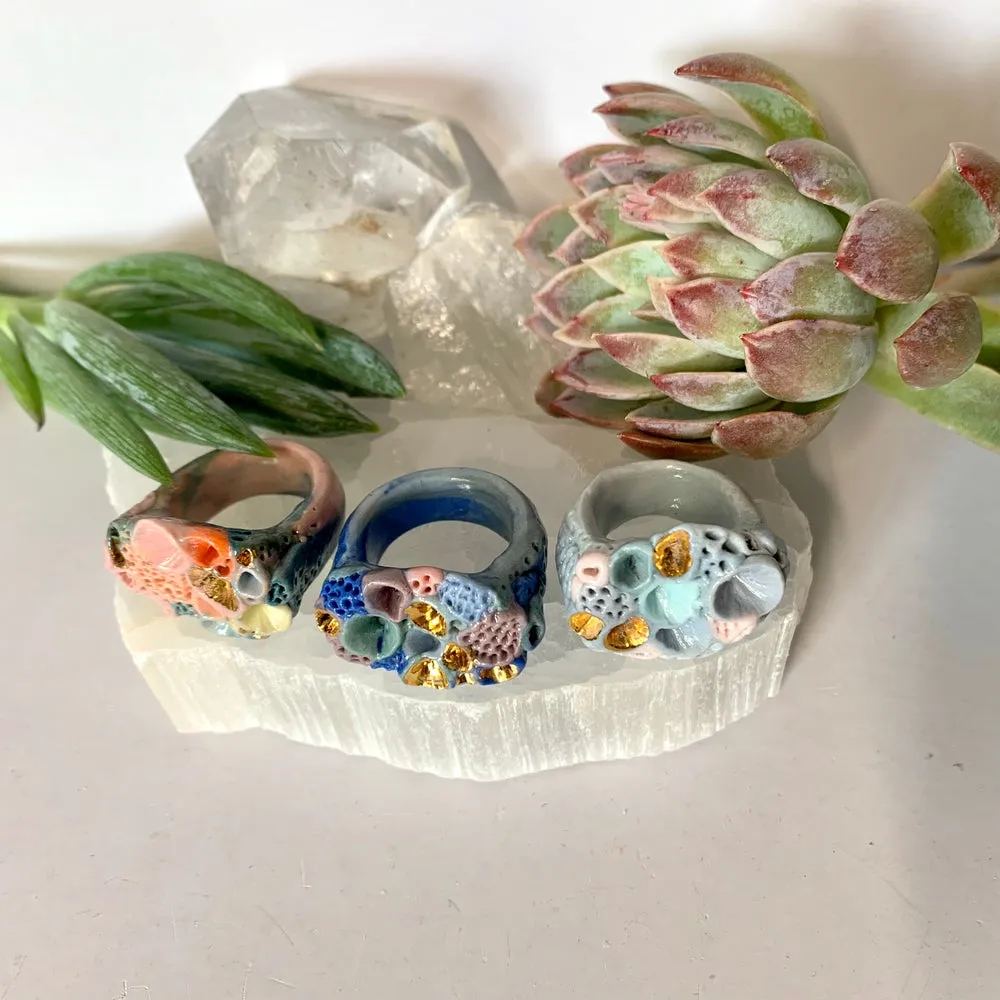 Coloured porcelain ‘rock coral’ ring, choose one 2