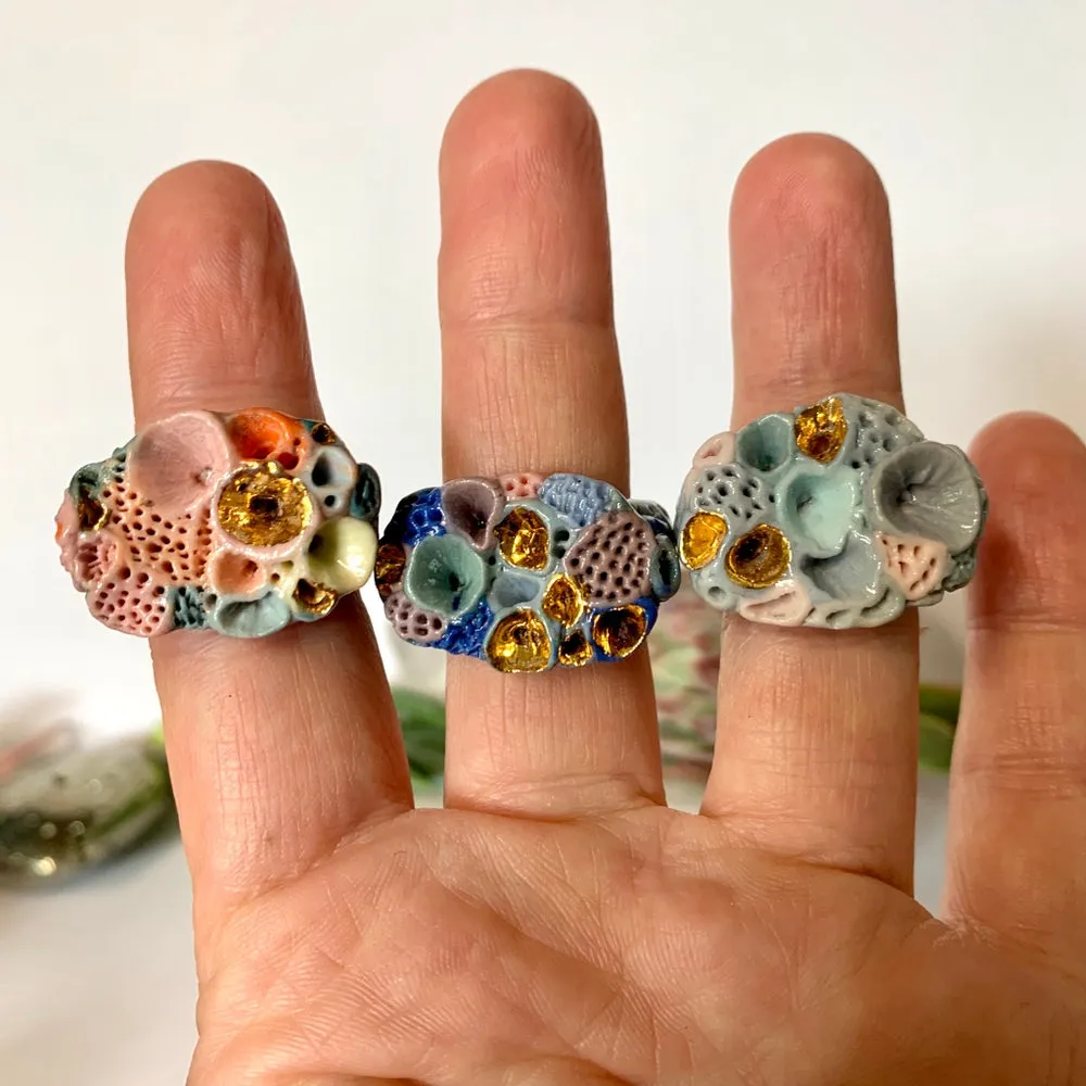Coloured porcelain ‘rock coral’ ring, choose one 2