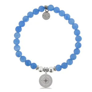 Compass Charm with Azure Blue Jade Charity Bracelet