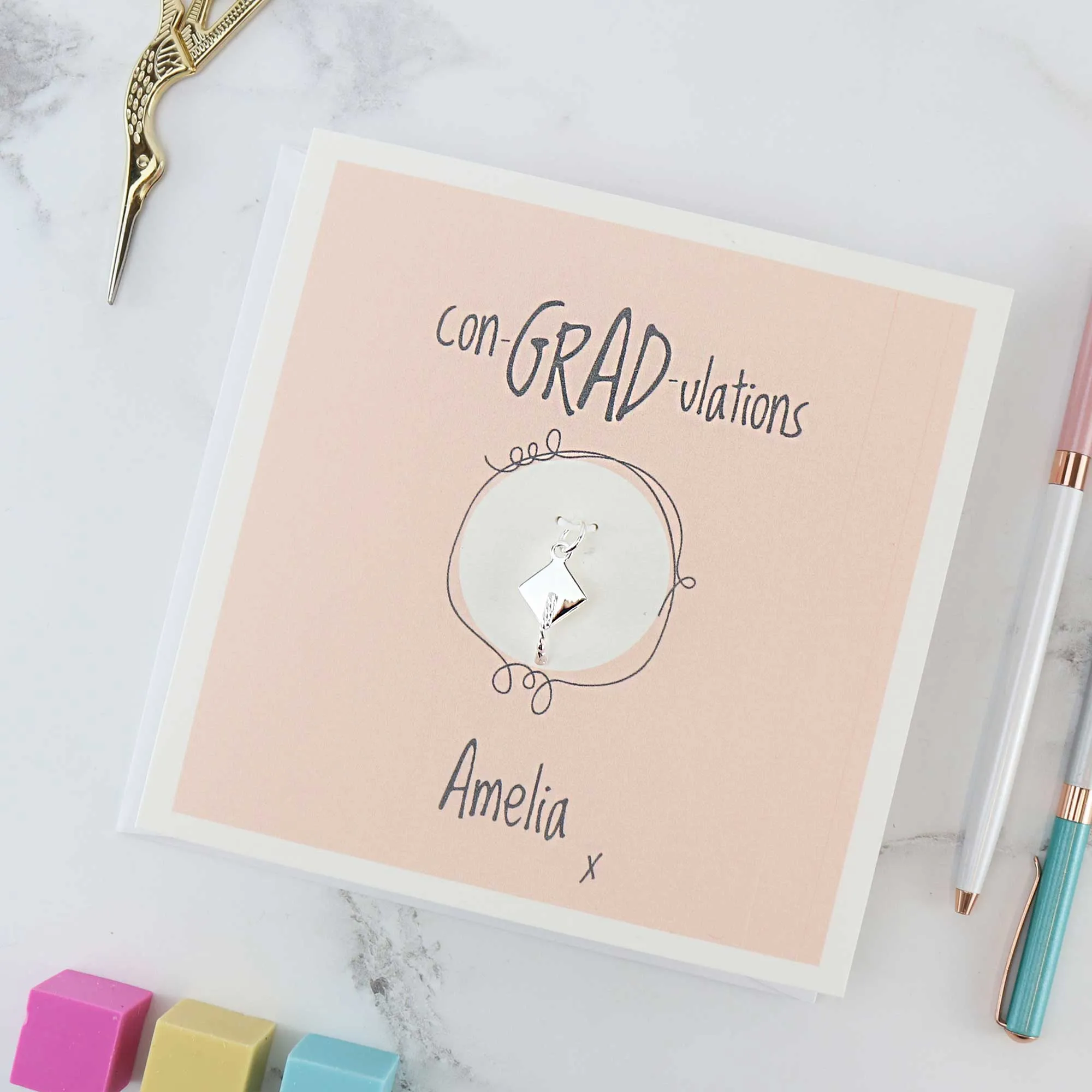Con-Gradulations Personalised Graduation Charm Gift Card