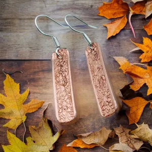 Copper &  925 Sterling Silver, 1.6" Earrings- Raven Stone