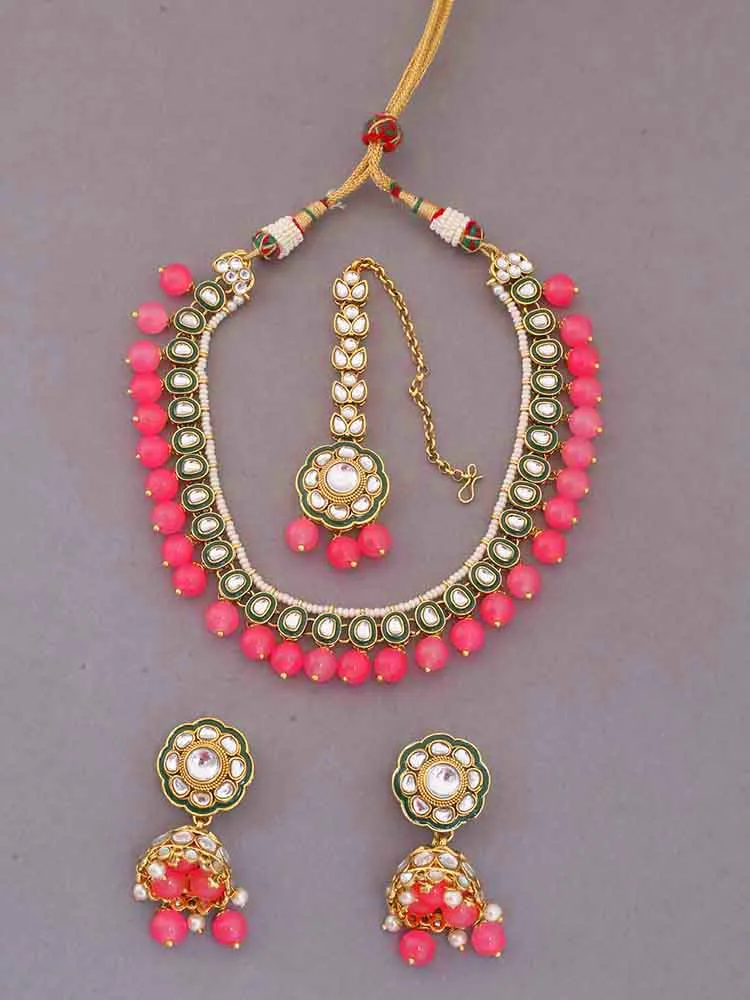 Coral Amala Kundan Jewellery Set