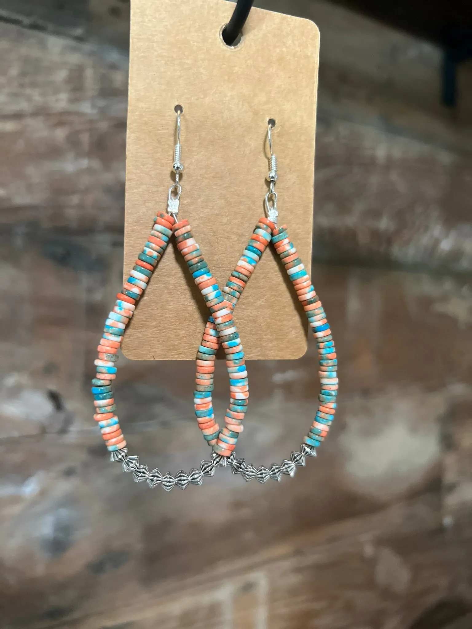 Coral and Turquoise Teardrop Earrings