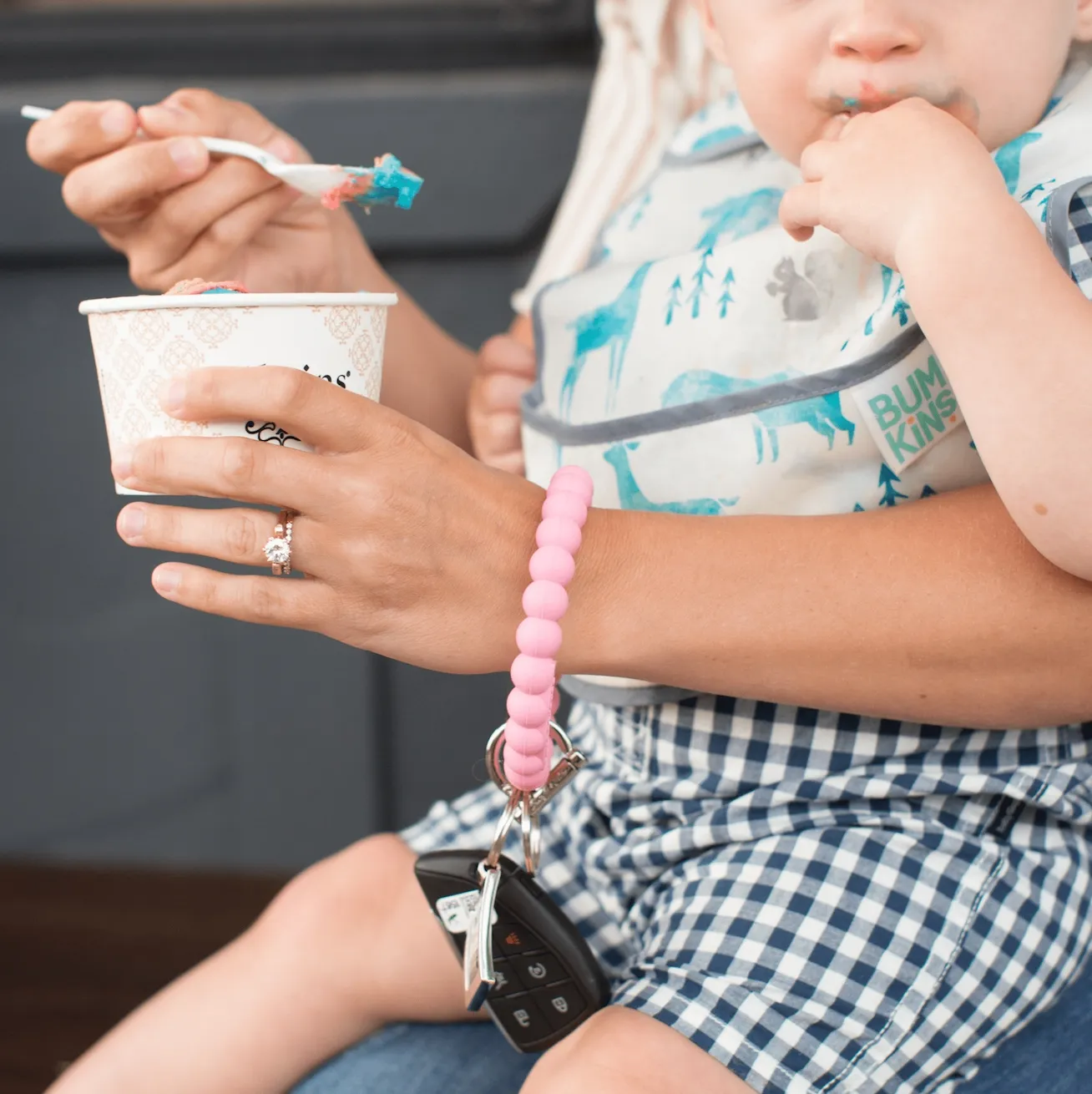 Coral Bubble Bangle Bracelet Key Ring