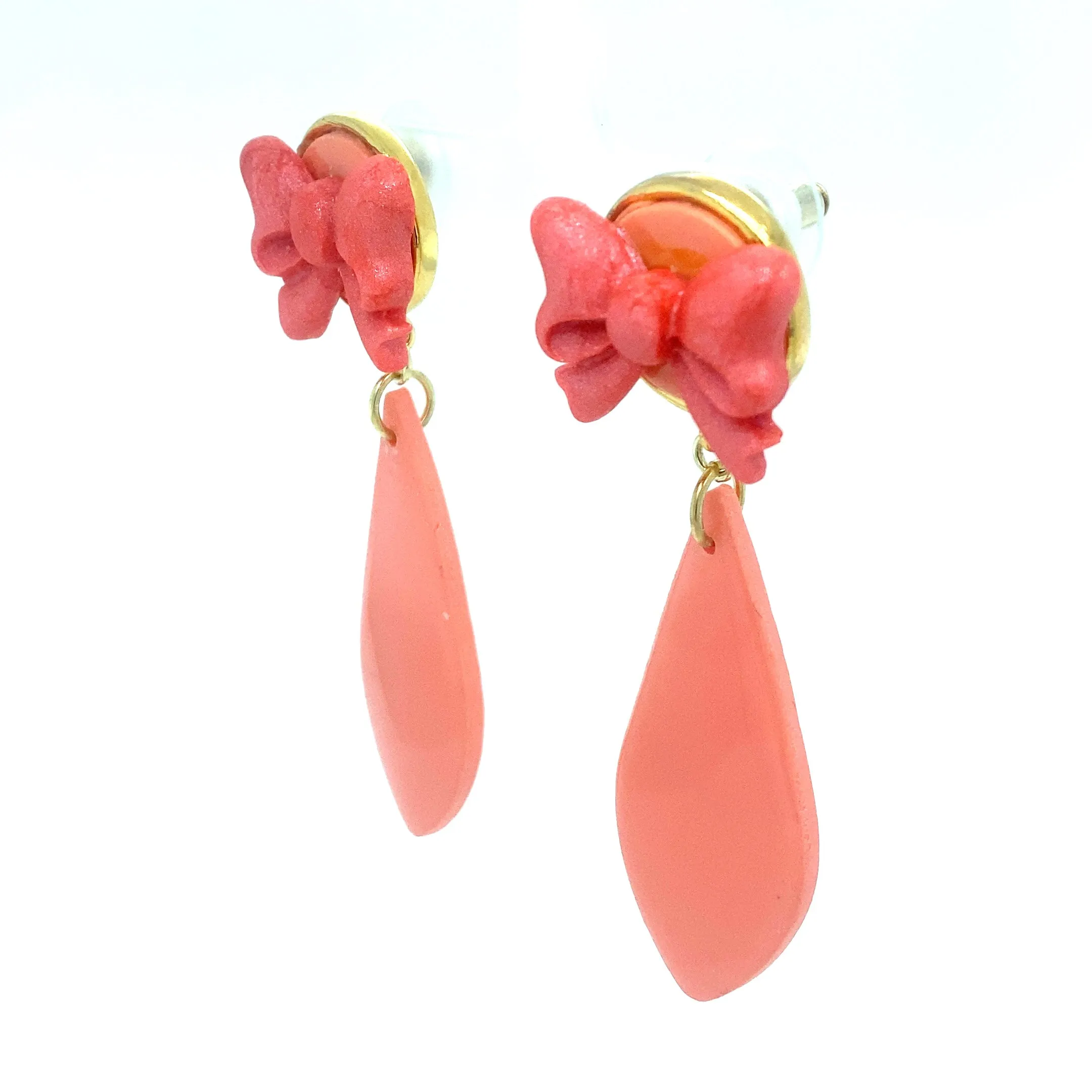 Coral Dangle Earrings With Holiday Detail Large